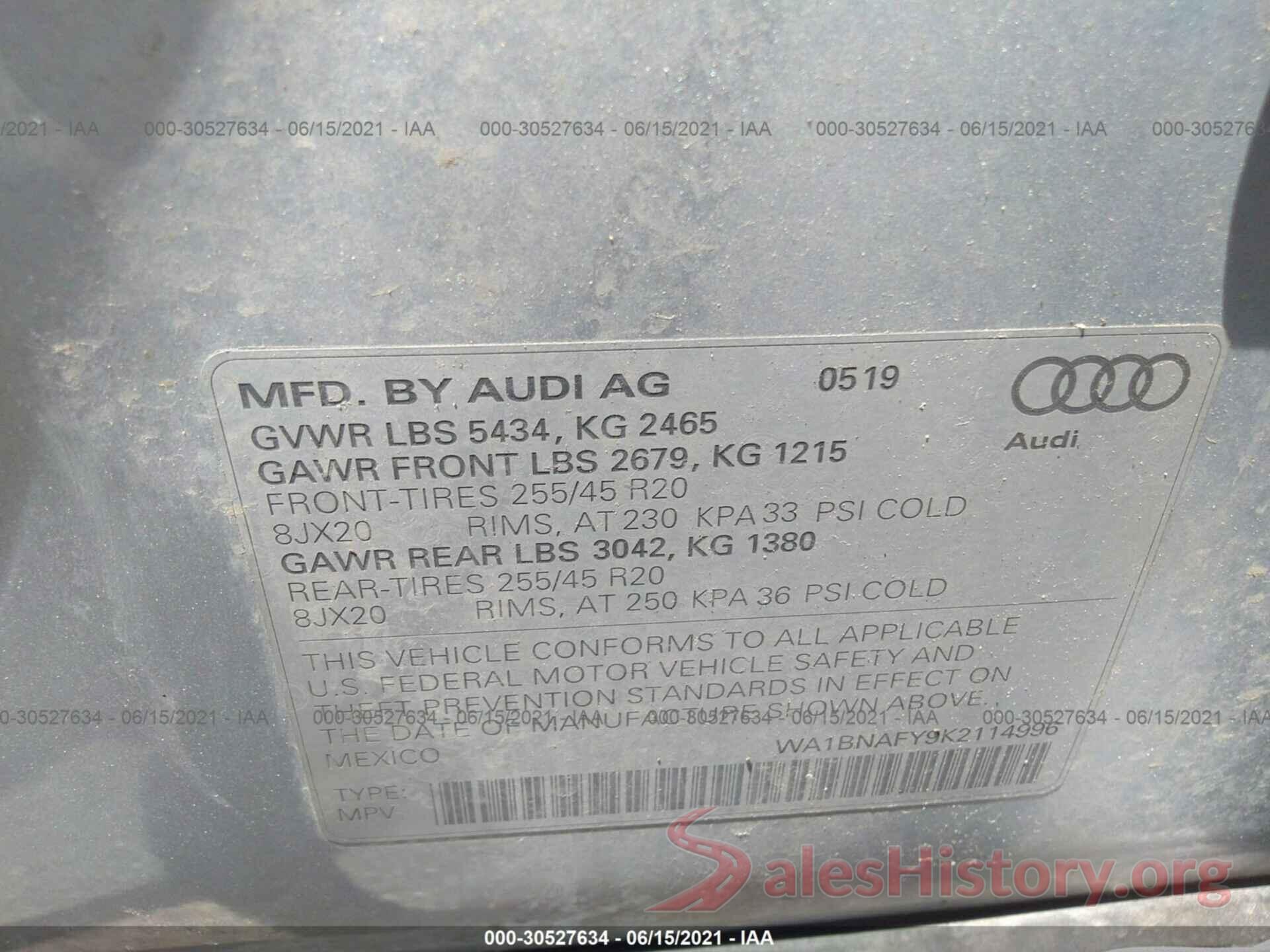 WA1BNAFY9K2114996 2019 AUDI Q5