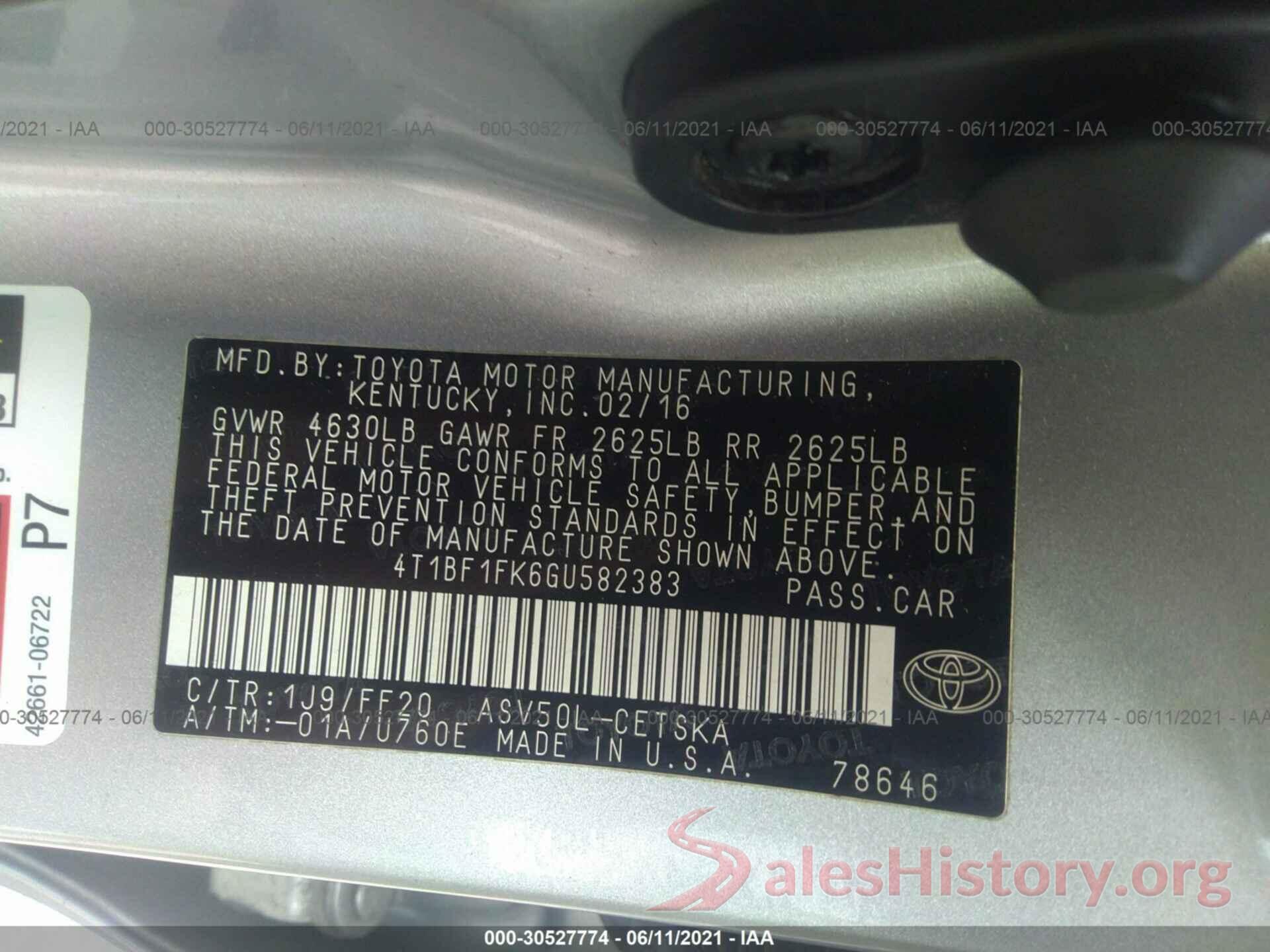 4T1BF1FK6GU582383 2016 TOYOTA CAMRY