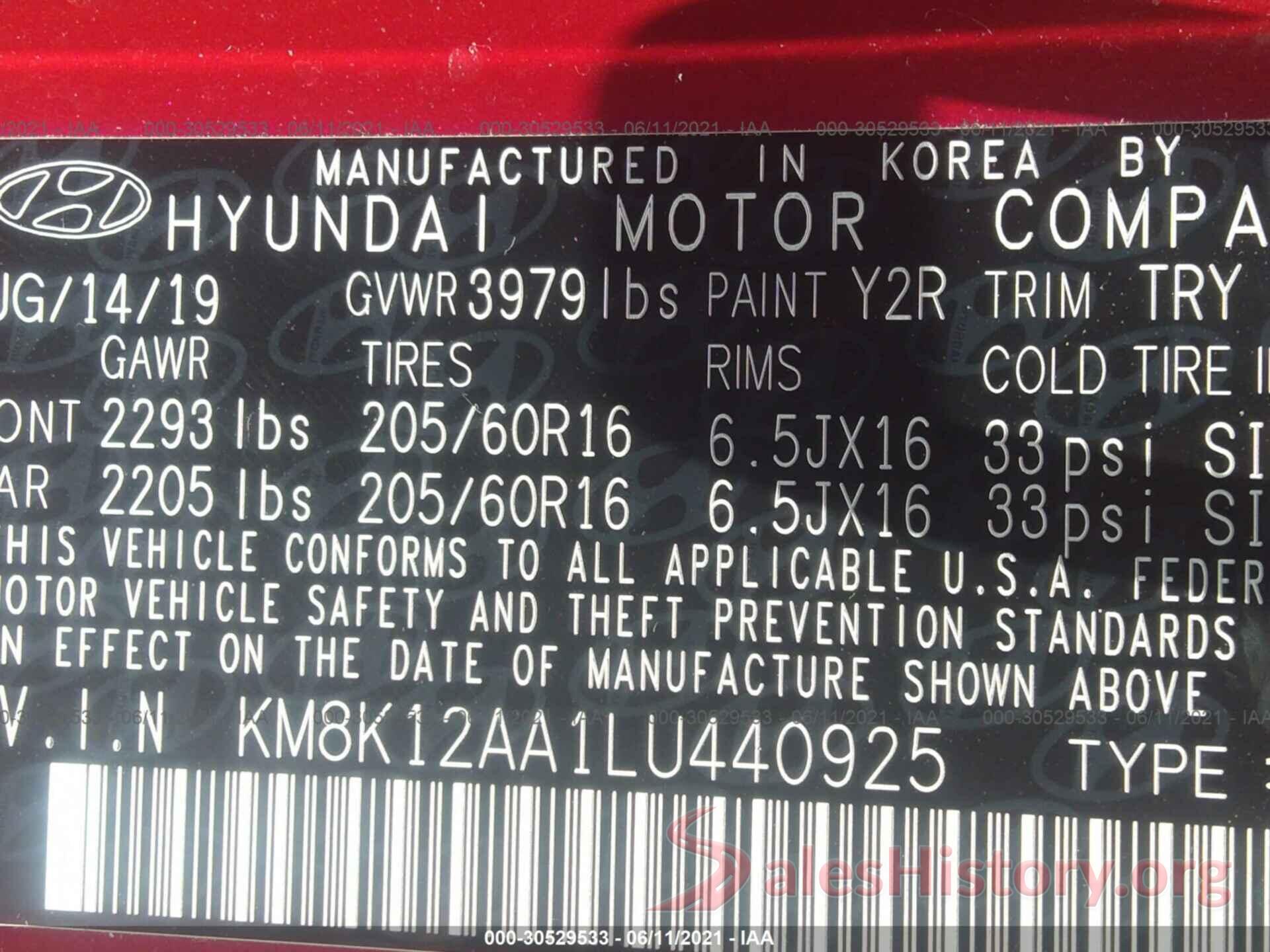 KM8K12AA1LU440925 2020 HYUNDAI KONA