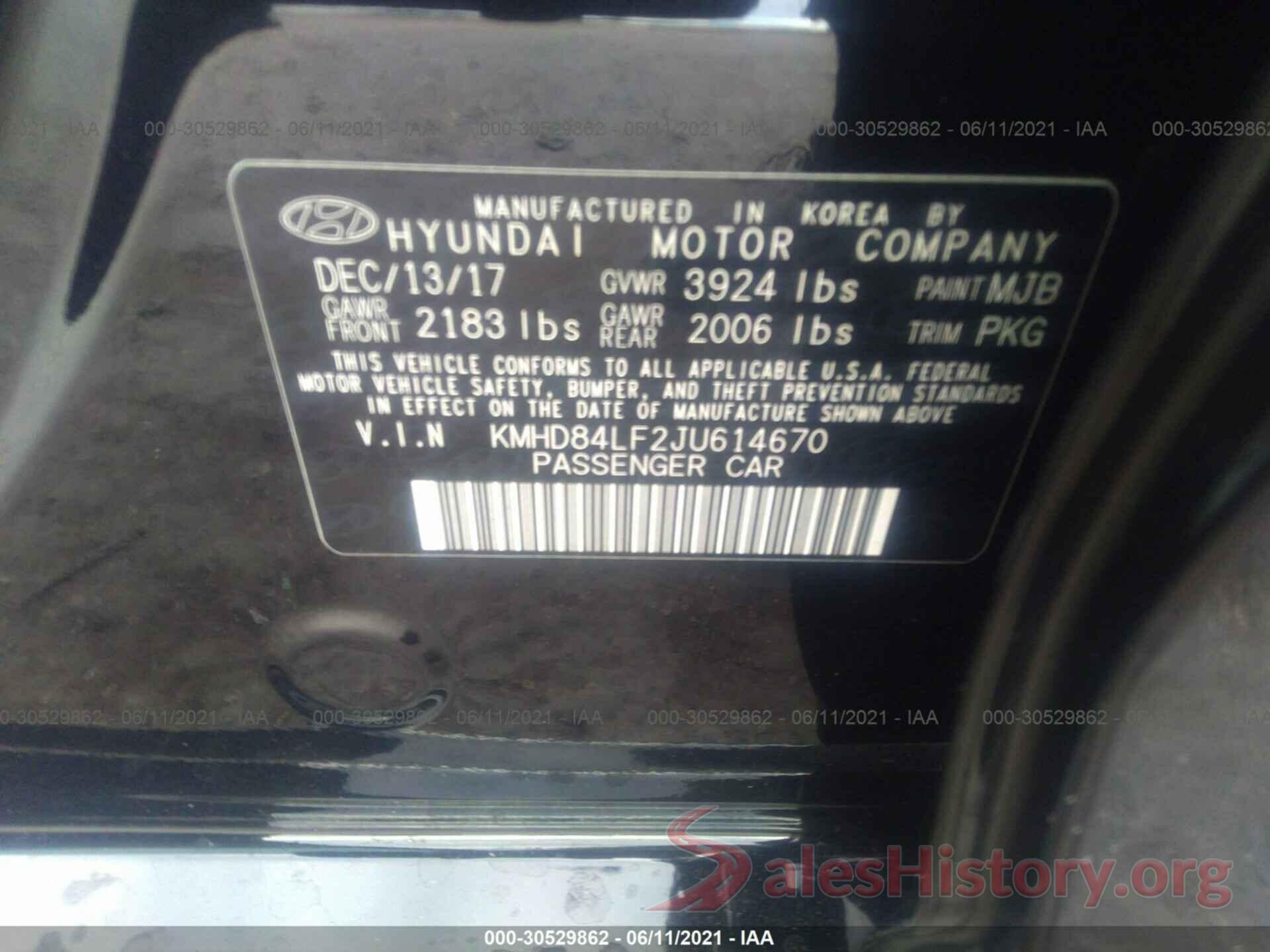 KMHD84LF2JU614670 2018 HYUNDAI ELANTRA