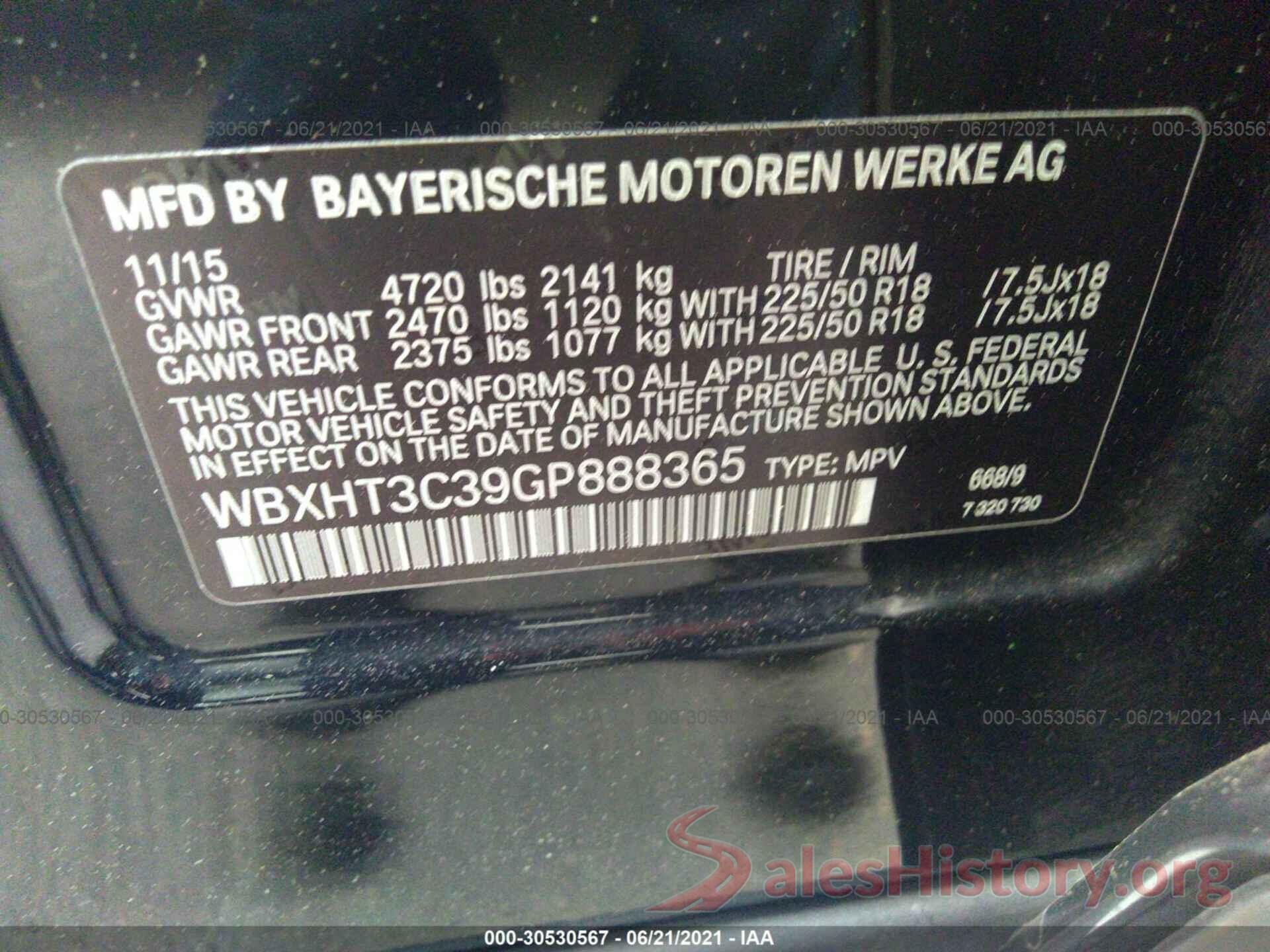 WBXHT3C39GP888365 2016 BMW X1