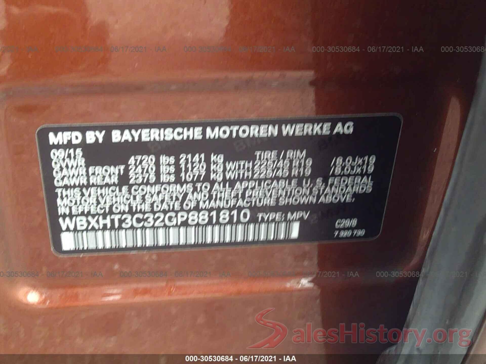 WBXHT3C32GP881810 2016 BMW X1