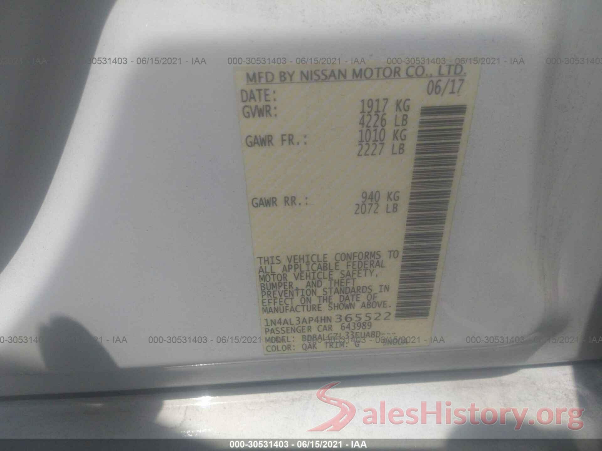 1N4AL3AP4HN365522 2017 NISSAN ALTIMA