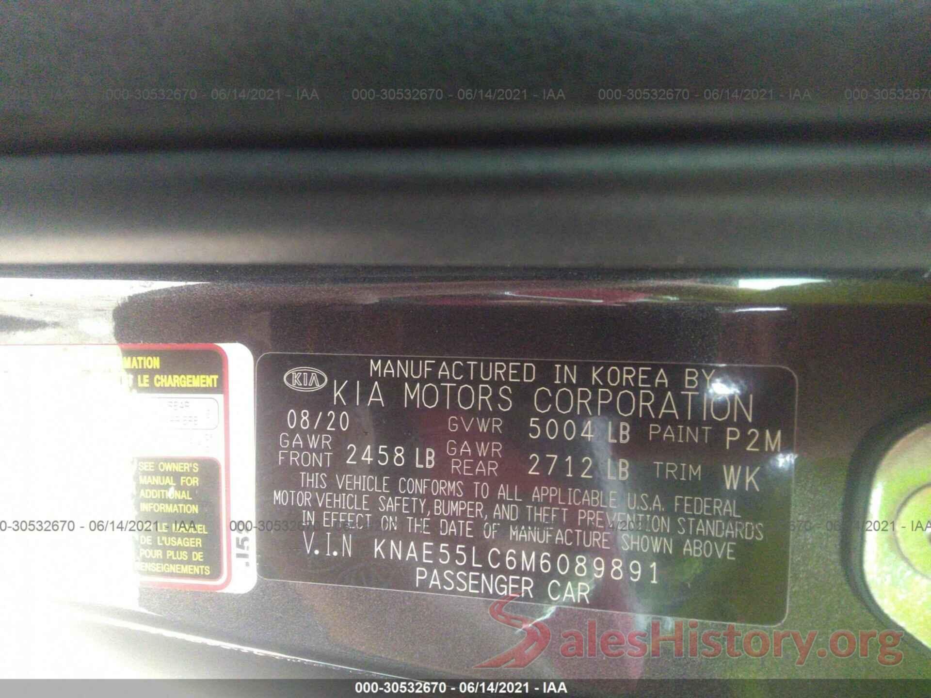 KNAE55LC6M6089891 2021 KIA STINGER