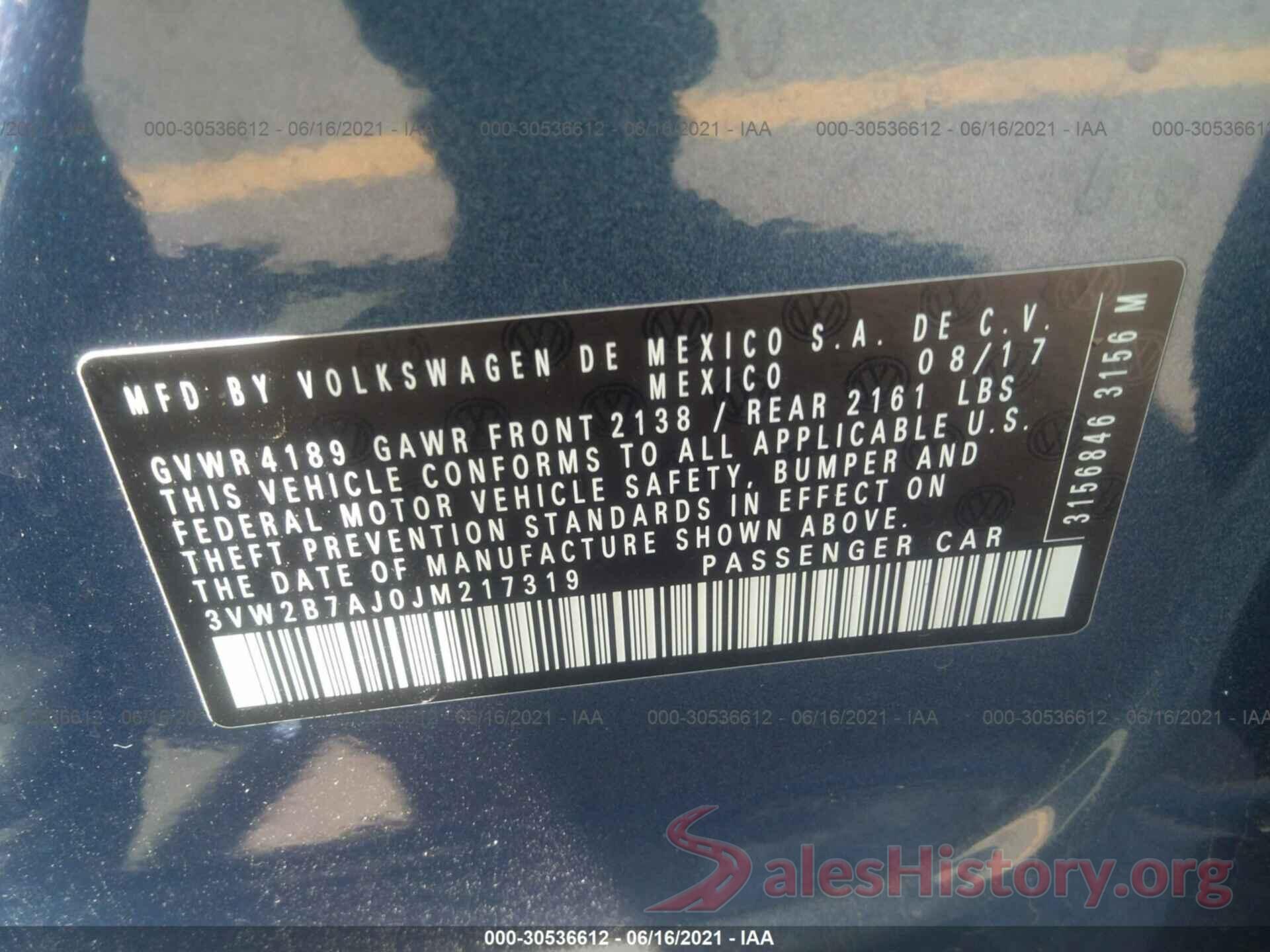 3VW2B7AJ0JM217319 2018 VOLKSWAGEN JETTA