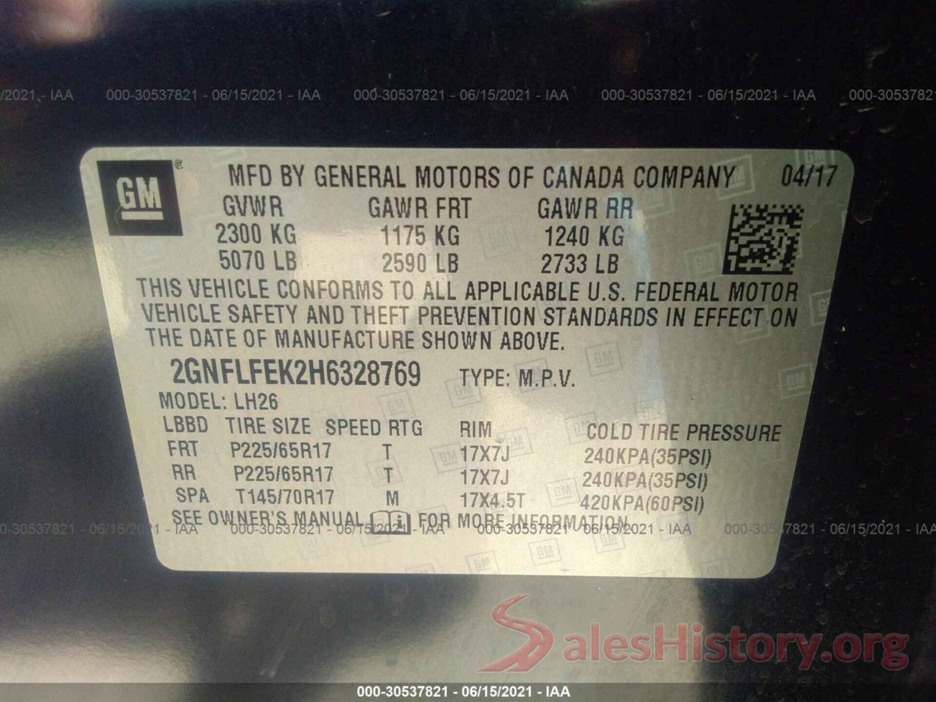 2GNFLFEK2H6328769 2017 CHEVROLET EQUINOX