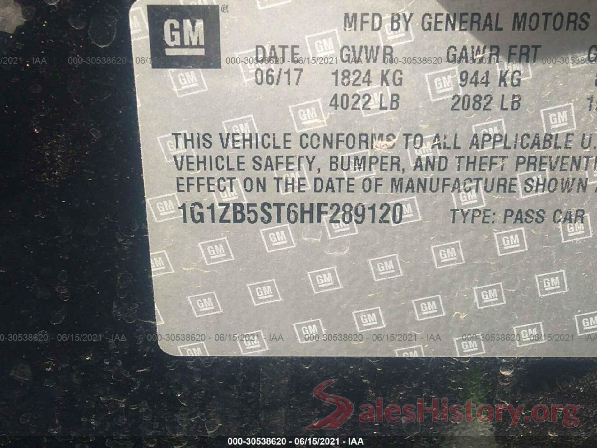 1G1ZB5ST6HF289120 2017 CHEVROLET MALIBU