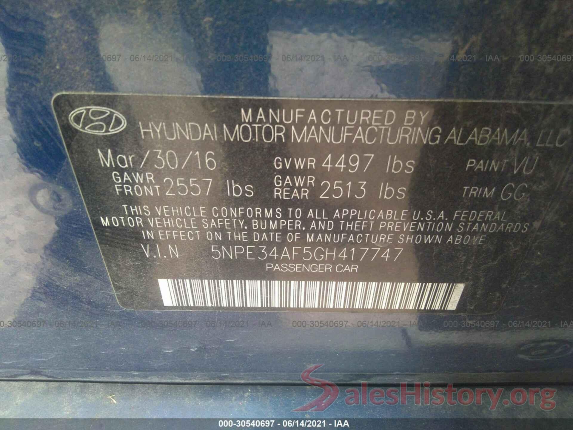 5NPE34AF5GH417747 2016 HYUNDAI SONATA