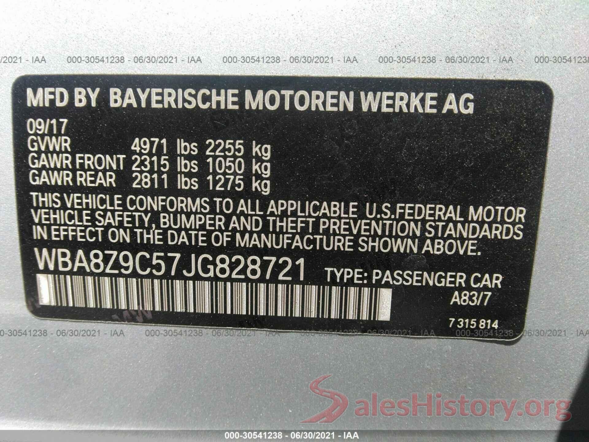 WBA8Z9C57JG828721 2018 BMW 3 SERIES