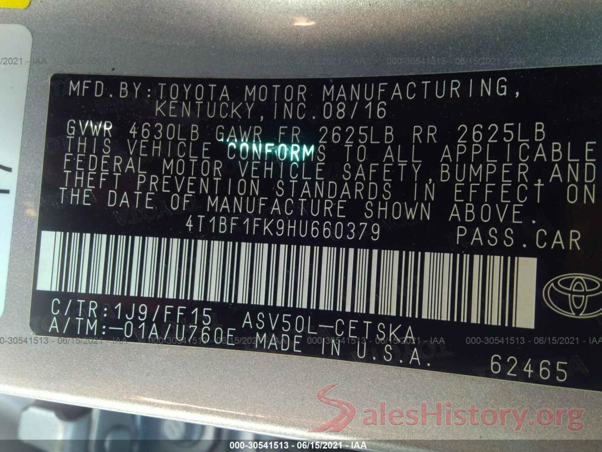 4T1BF1FK9HU660379 2017 TOYOTA CAMRY