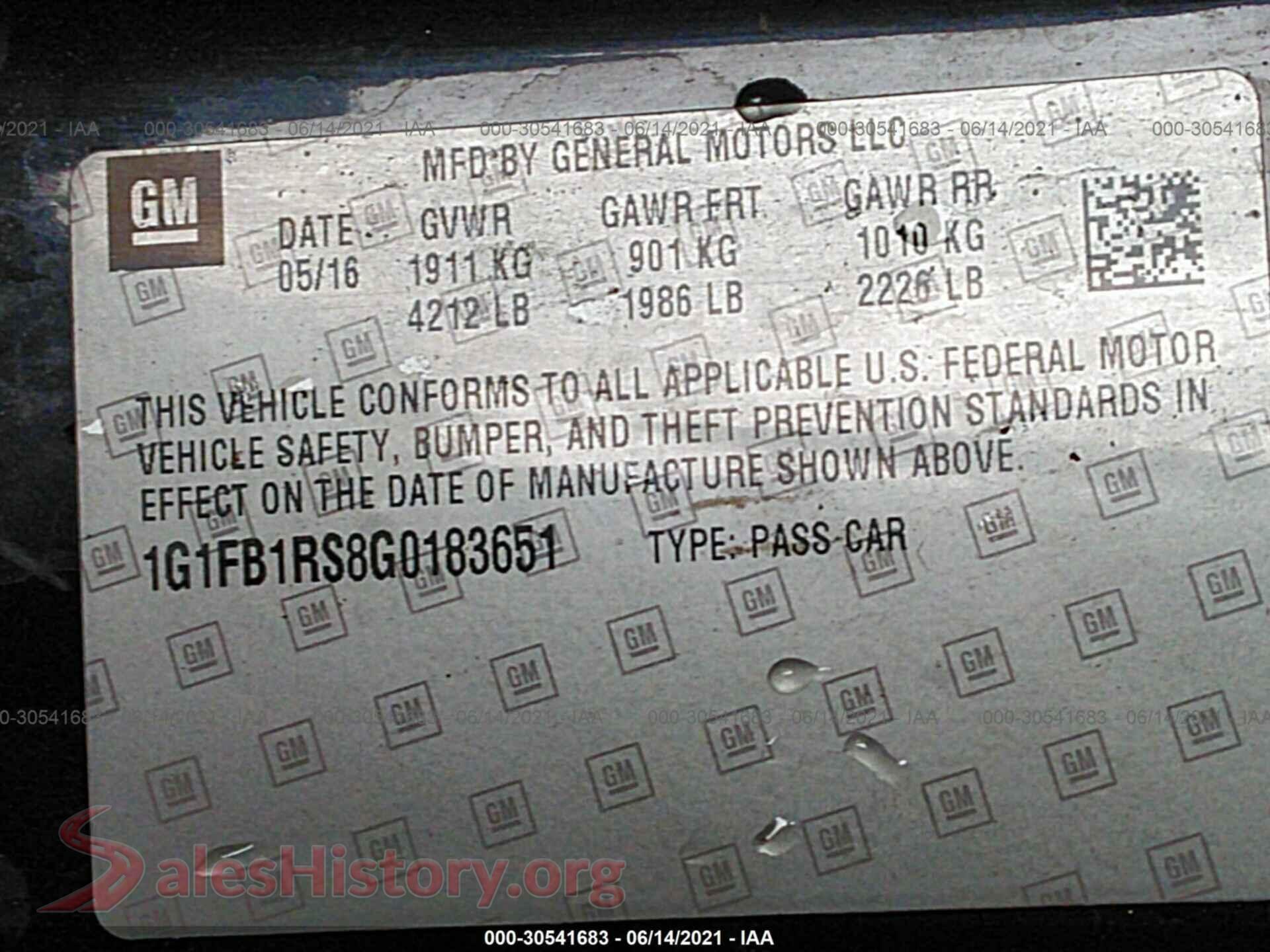 2016 CHEVROLET CAMARO VIN 1G1FB1RS8G0183651, engine bay