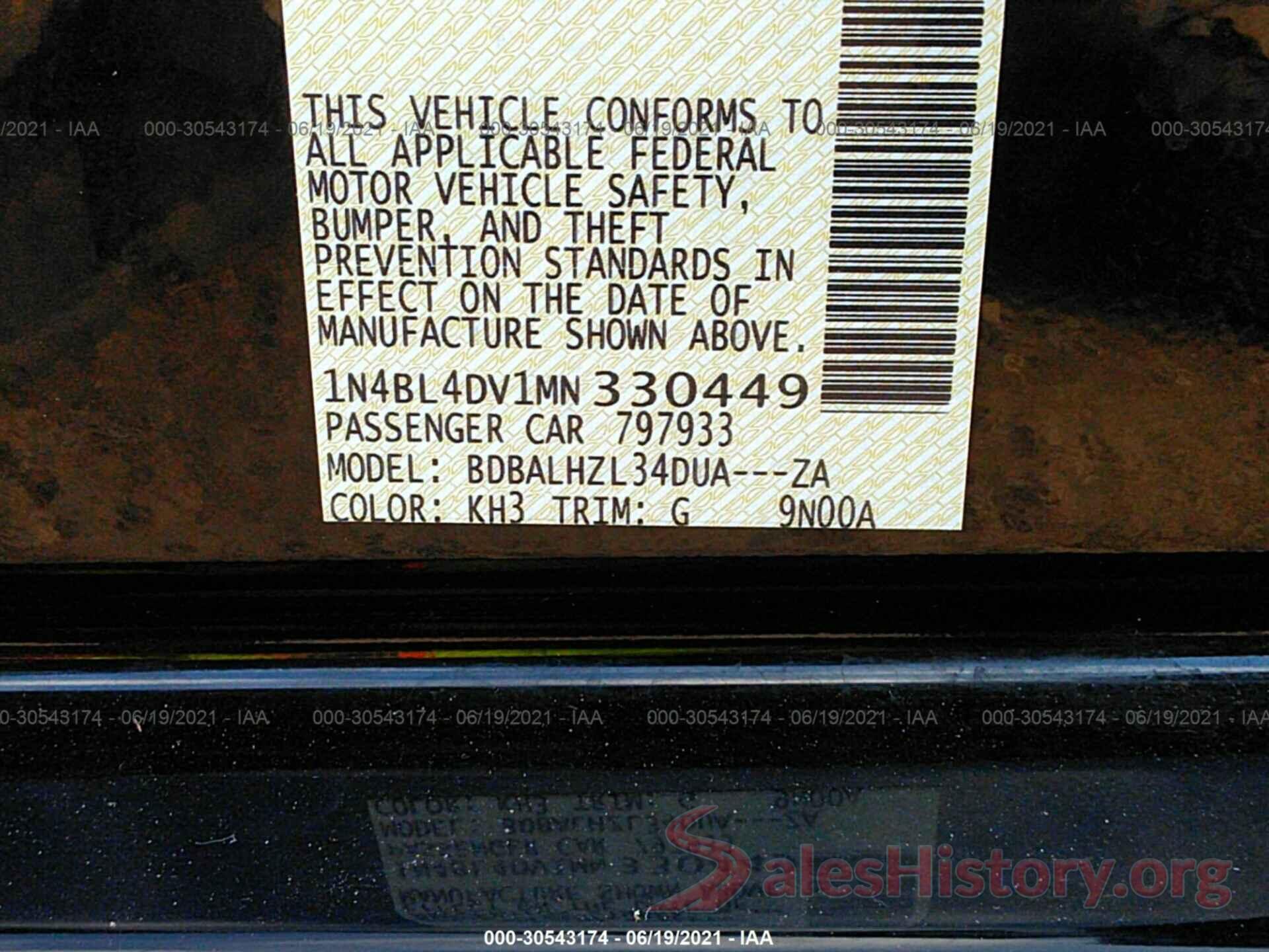 1N4BL4DV1MN330449 2021 NISSAN ALTIMA