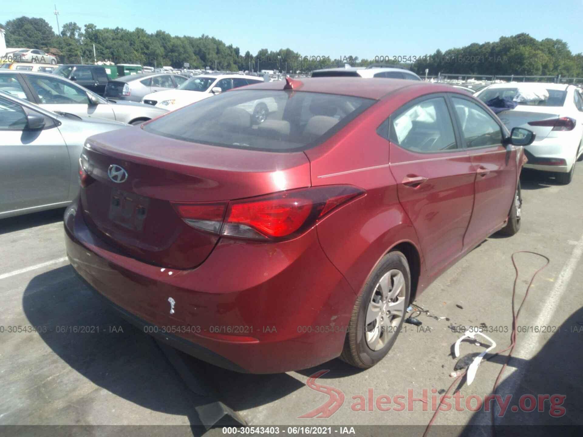 5NPDH4AE9GH669022 2016 HYUNDAI ELANTRA