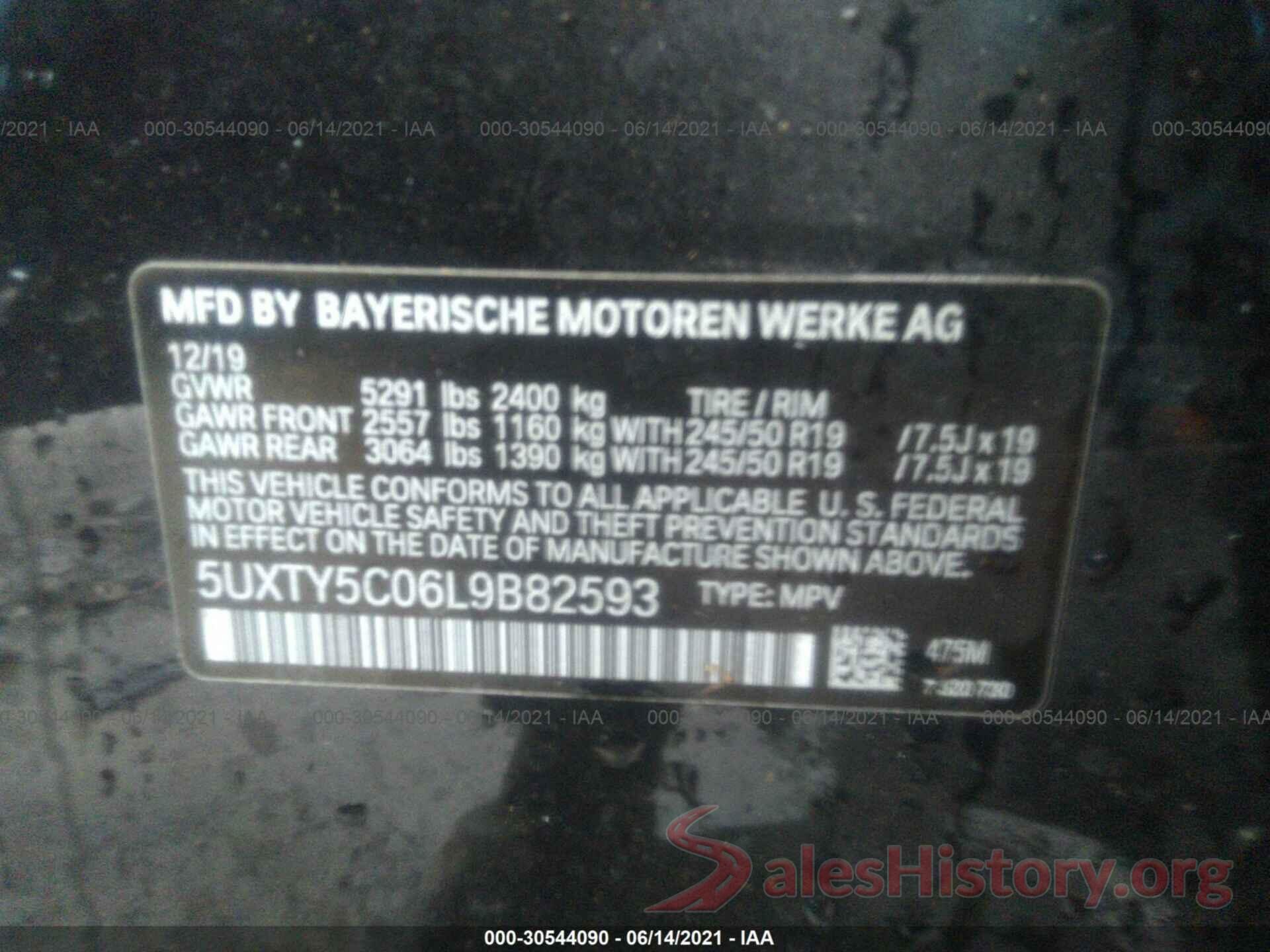 5UXTY5C06L9B82593 2020 BMW X3