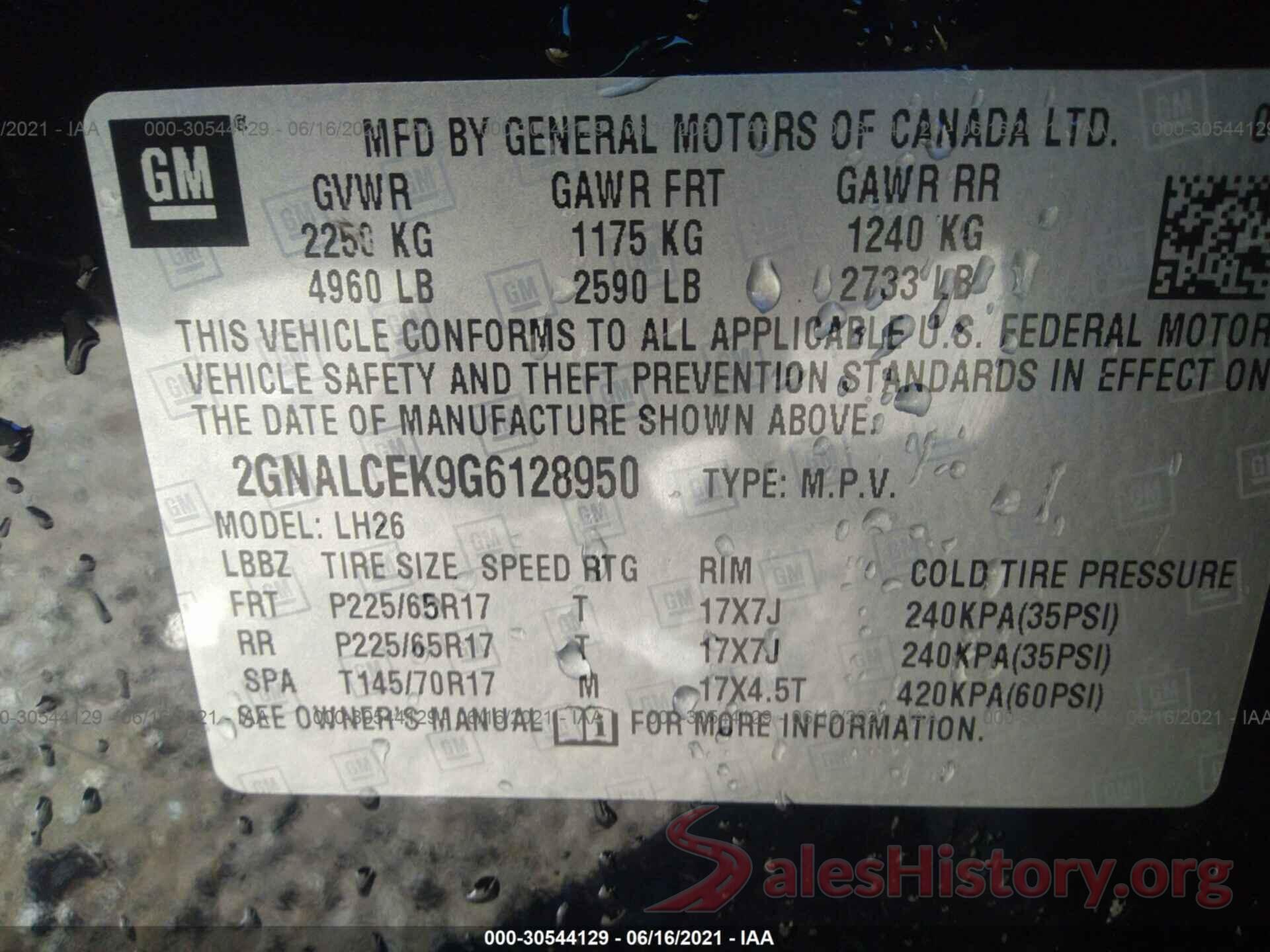 2GNALCEK9G6128950 2016 CHEVROLET EQUINOX