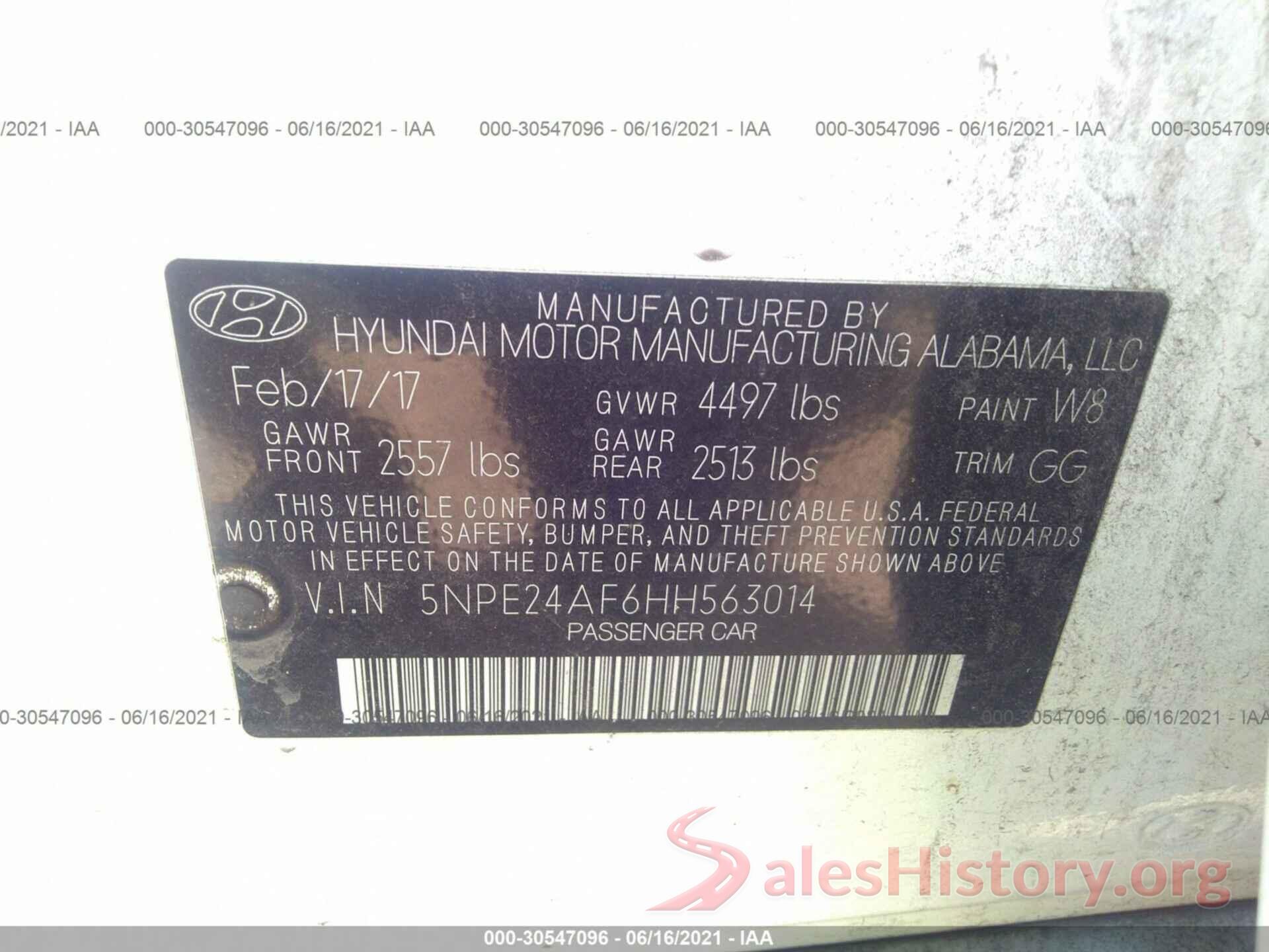 5NPE24AF6HH563014 2017 HYUNDAI SONATA