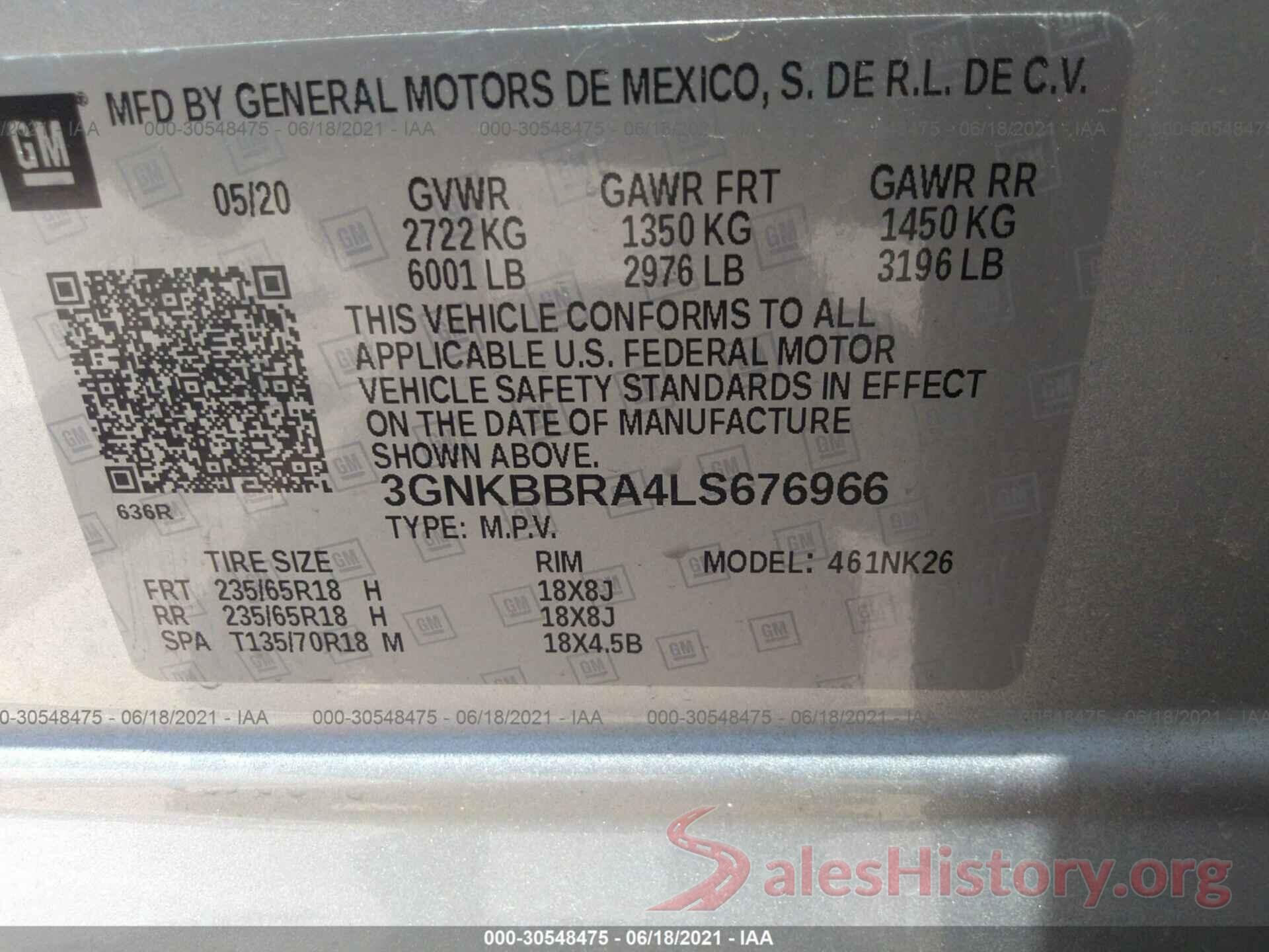 3GNKBBRA4LS676966 2020 CHEVROLET BLAZER