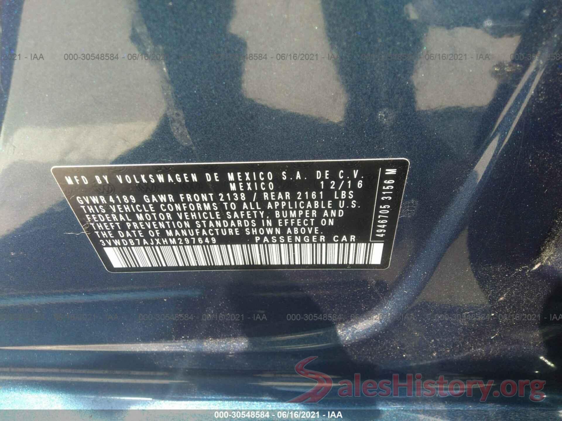 3VWDB7AJXHM297649 2017 VOLKSWAGEN JETTA