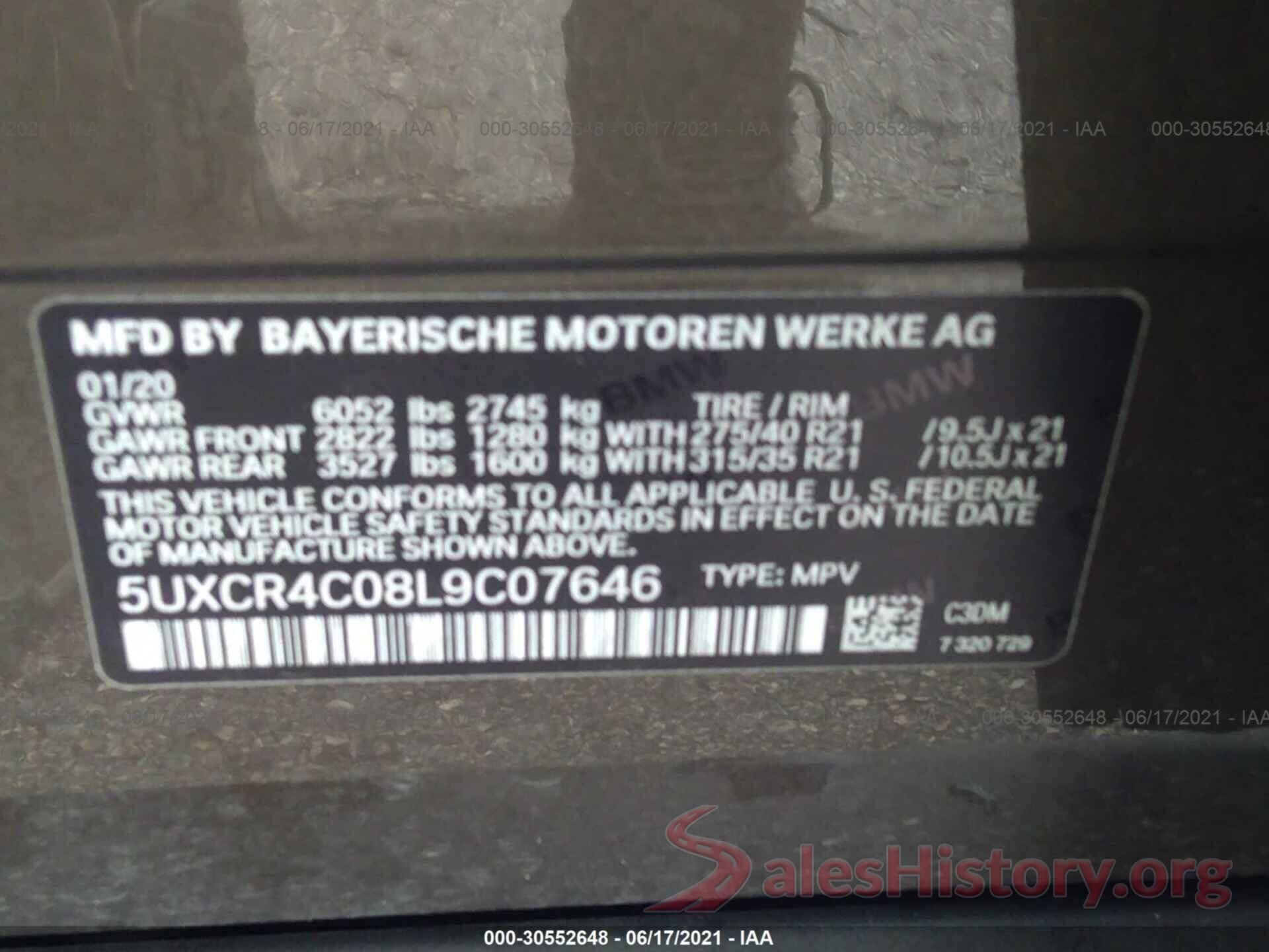 5UXCR4C08L9C07646 2020 BMW X5