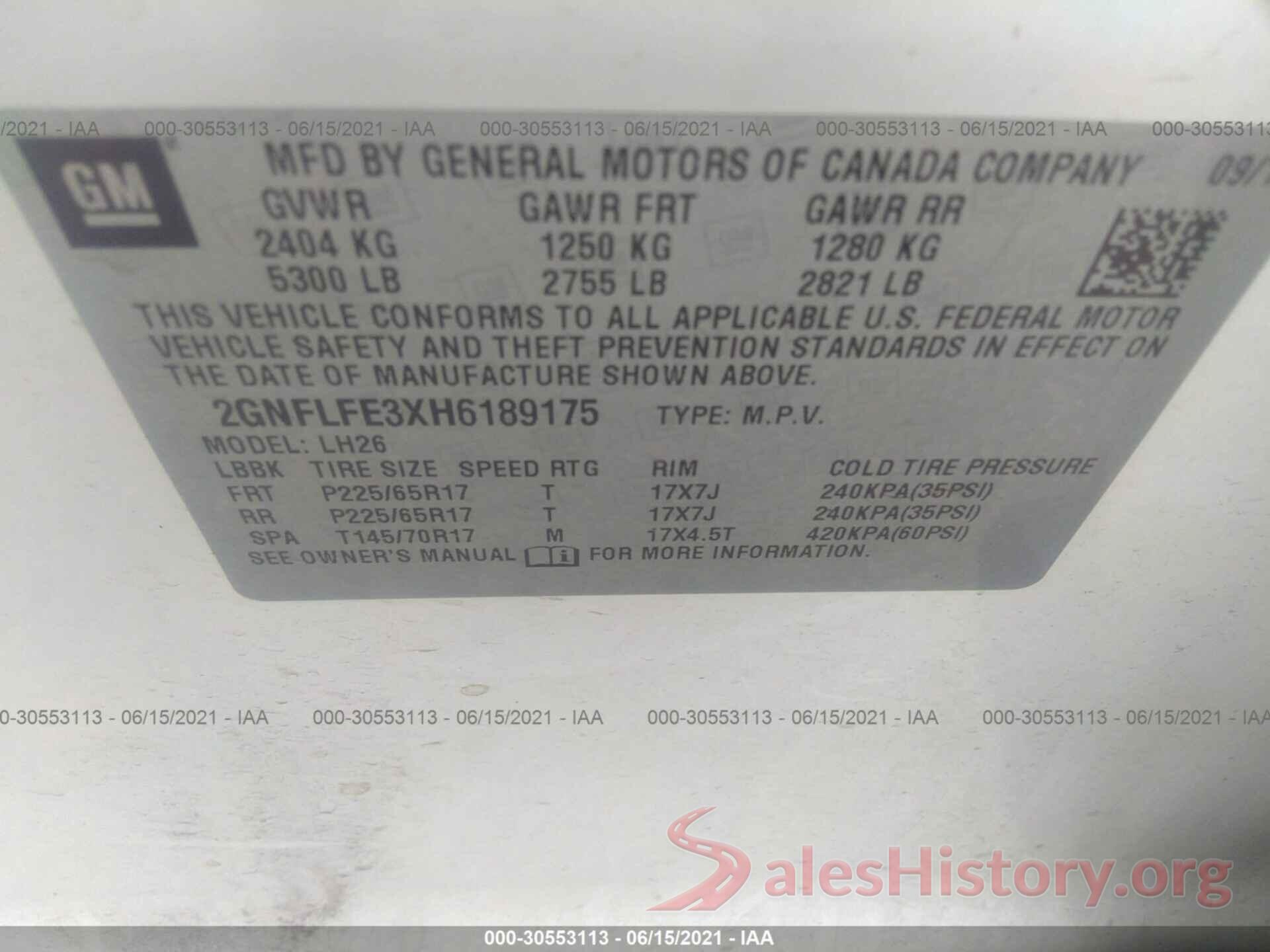 2GNFLFE3XH6189175 2017 CHEVROLET EQUINOX