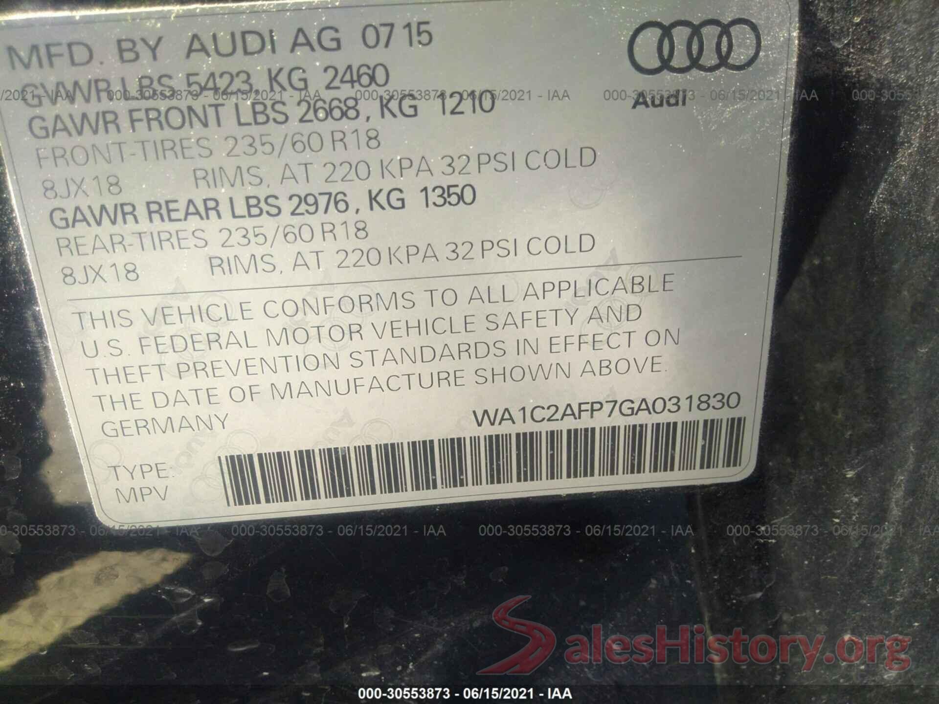 WA1C2AFP7GA031830 2016 AUDI Q5