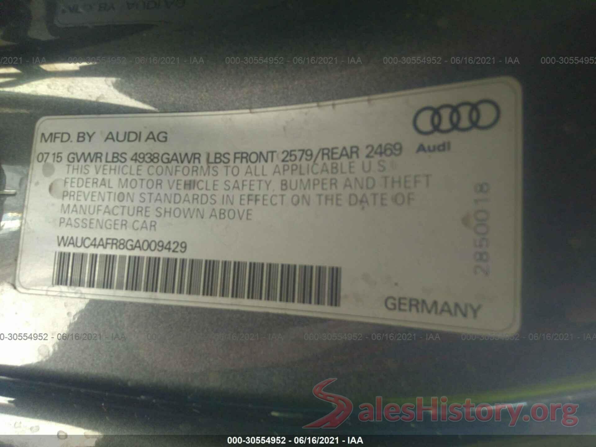 WAUC4AFR8GA009429 2016 AUDI S5