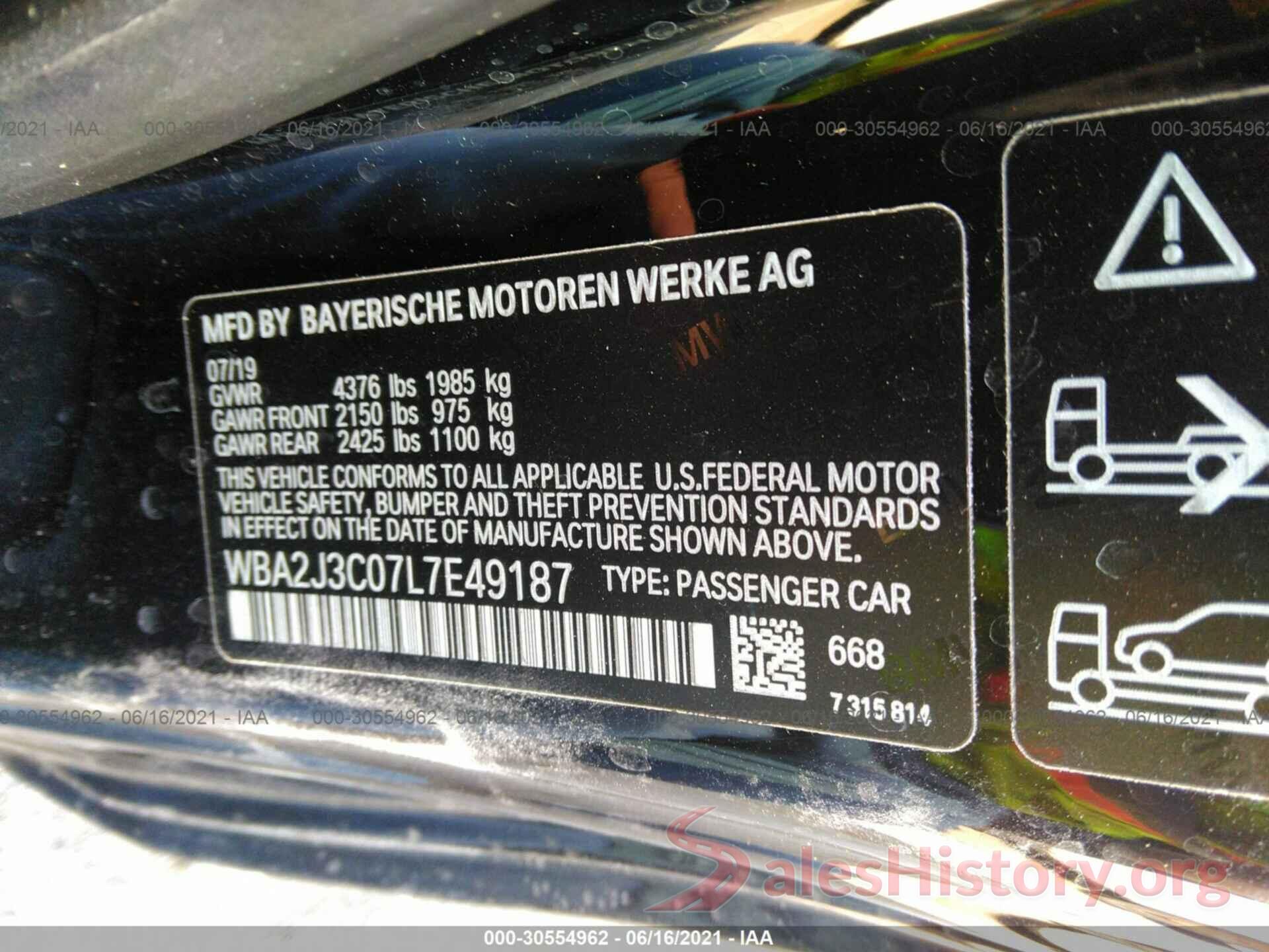 WBA2J3C07L7E49187 2020 BMW 2 SERIES