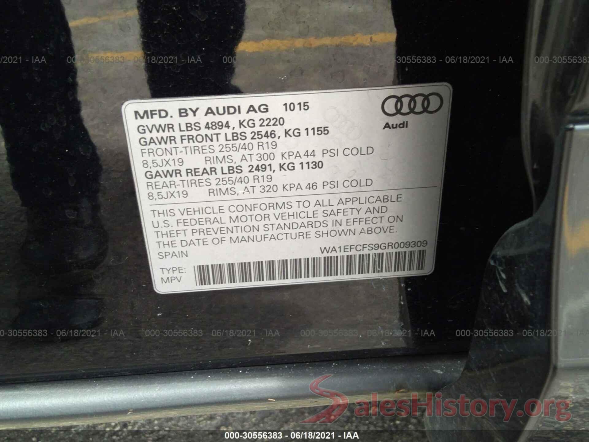 WA1EFCFS9GR009309 2016 AUDI Q3