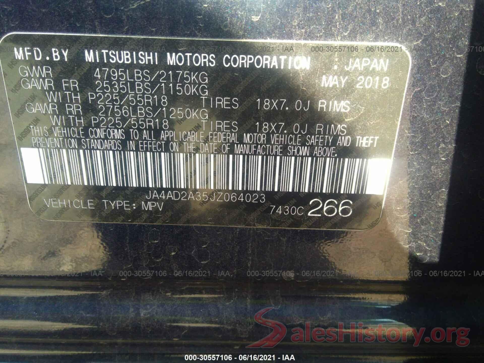 JA4AD2A35JZ064023 2018 MITSUBISHI OUTLANDER