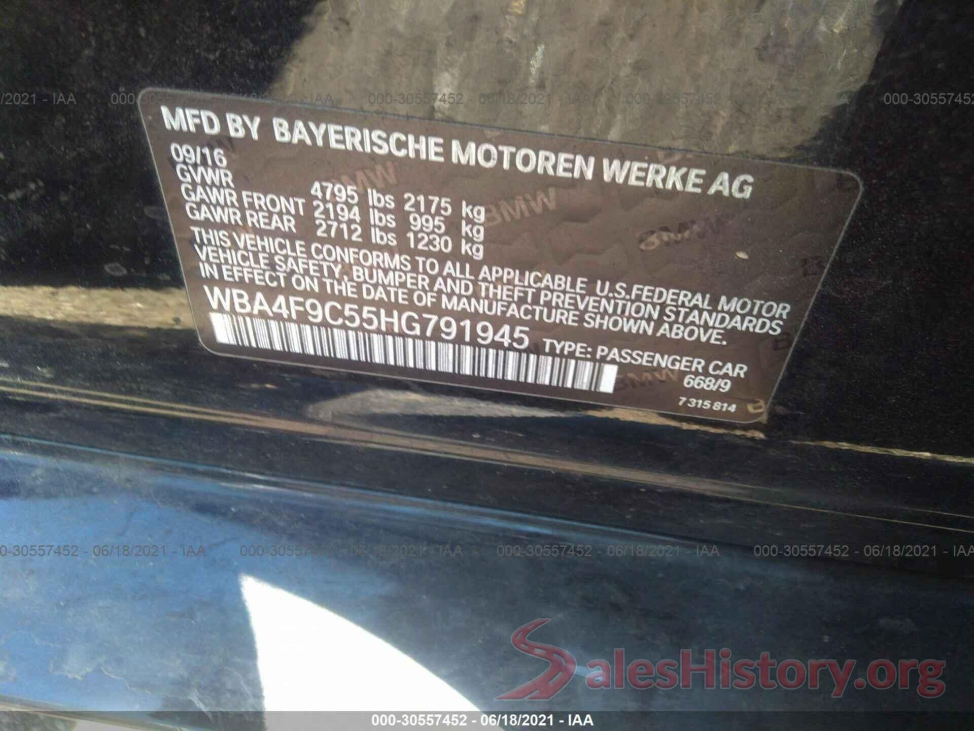 WBA4F9C55HG791945 2017 BMW 4 SERIES