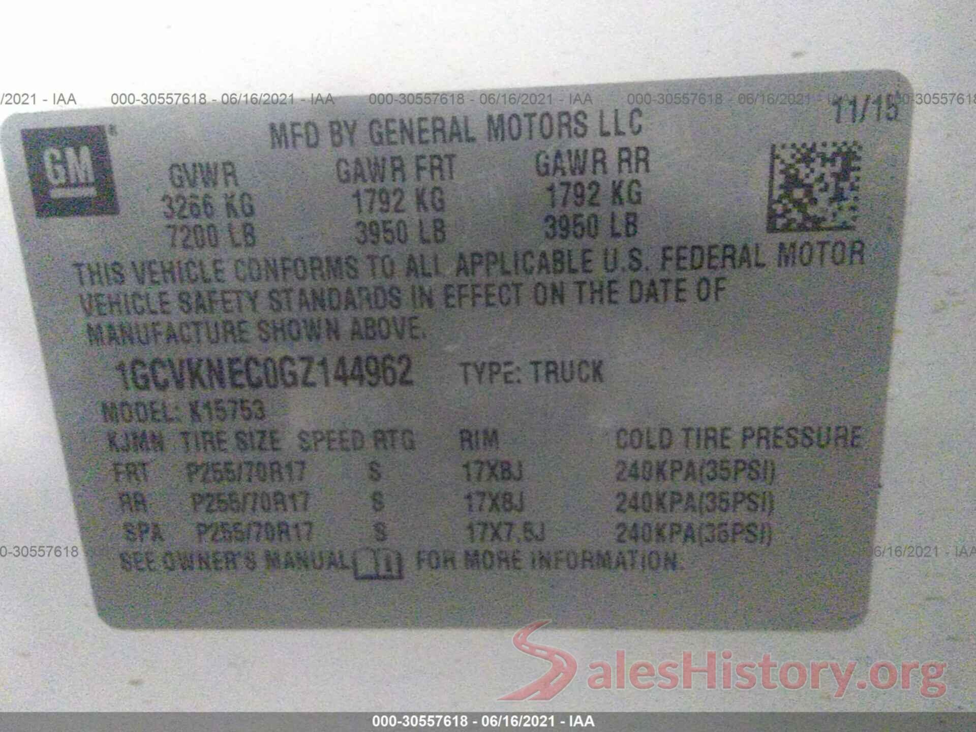 1GCVKNEC0GZ144962 2016 CHEVROLET SILVERADO 1500