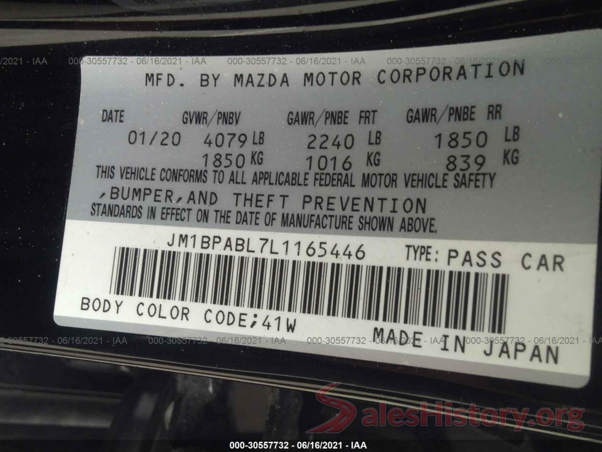 JM1BPABL7L1165446 2020 MAZDA MAZDA3 SEDAN