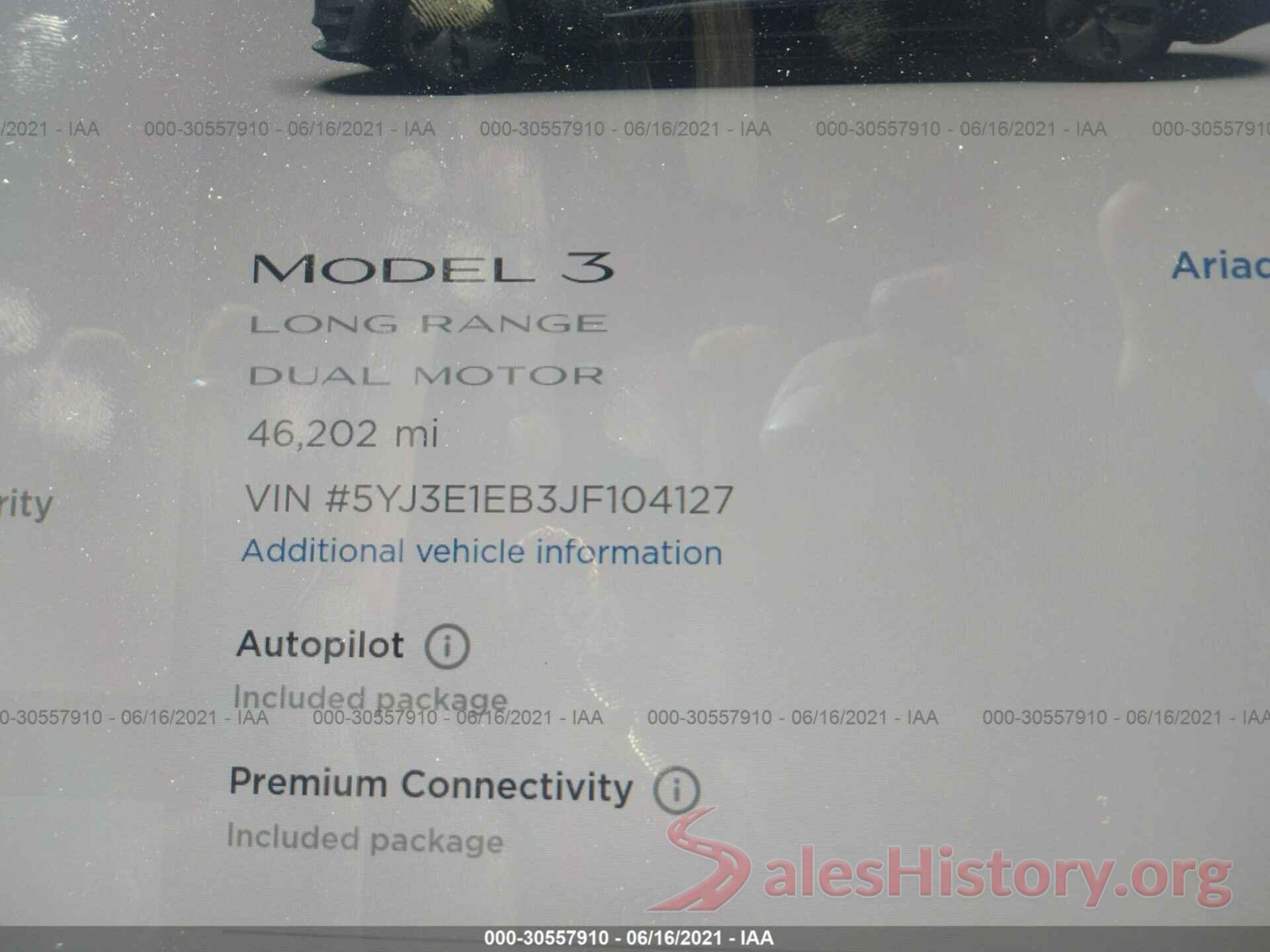 5YJ3E1EB3JF104127 2018 TESLA MODEL 3