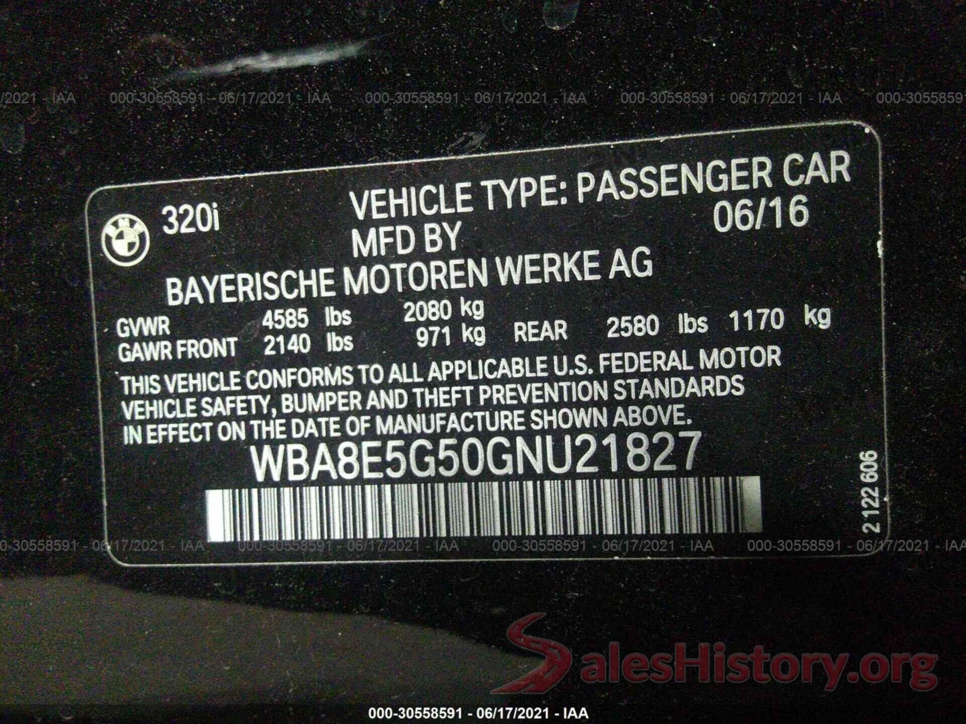 WBA8E5G50GNU21827 2016 BMW 3 SERIES