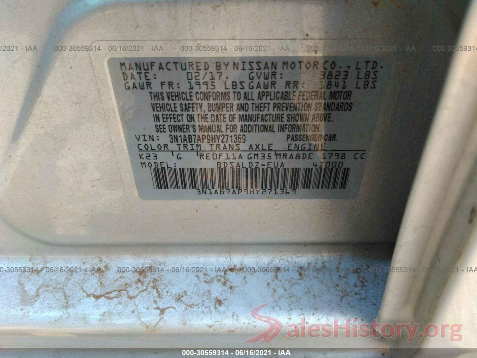 3N1AB7AP9HY271369 2017 NISSAN SENTRA