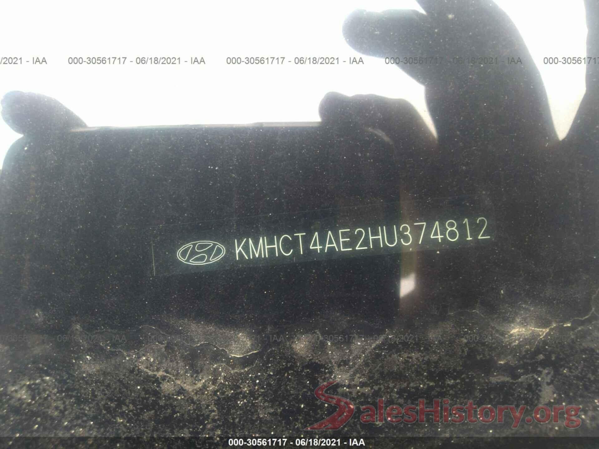 KMHCT4AE2HU374812 2017 HYUNDAI ACCENT