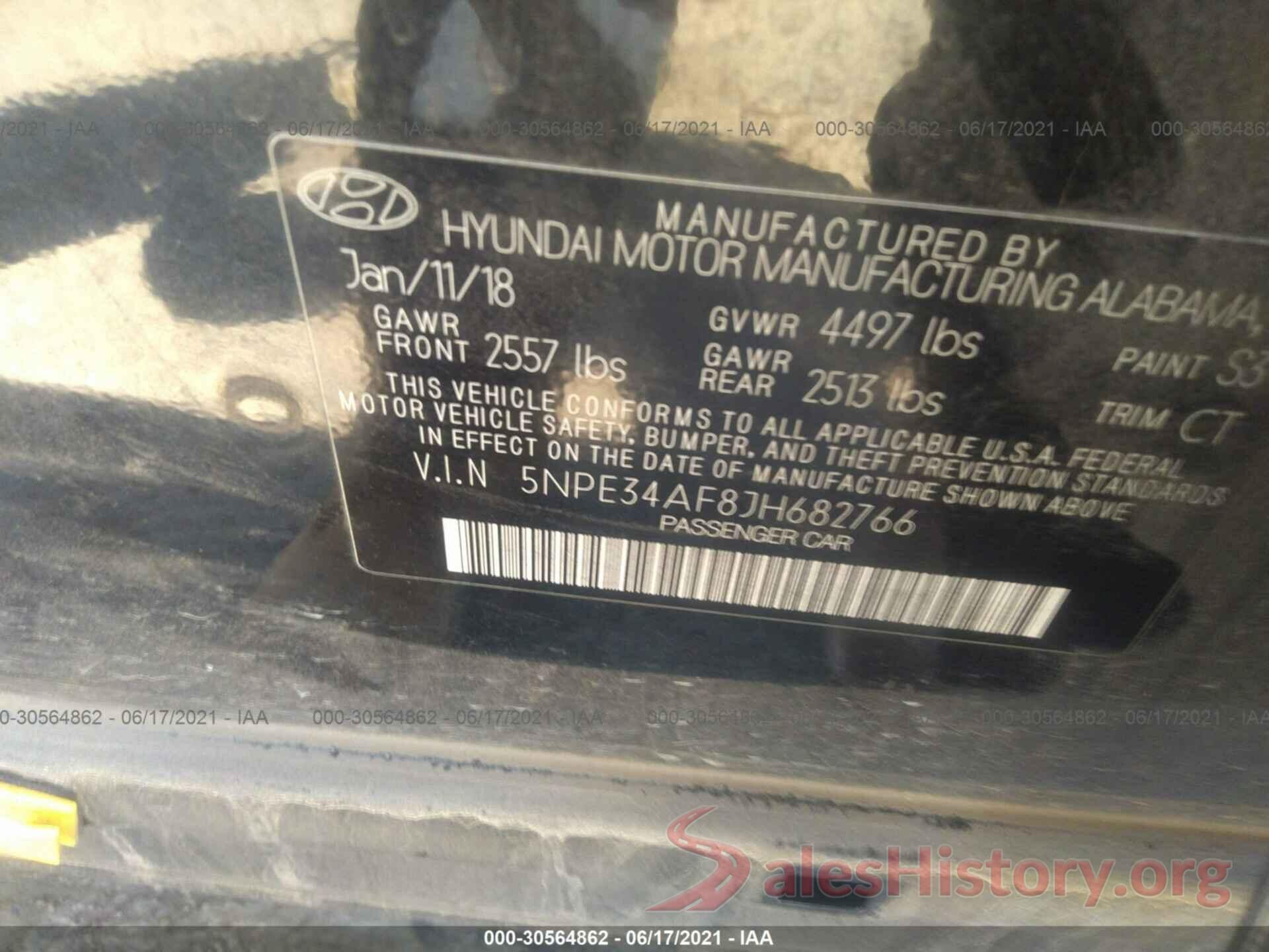 5NPE34AF8JH682766 2018 HYUNDAI SONATA