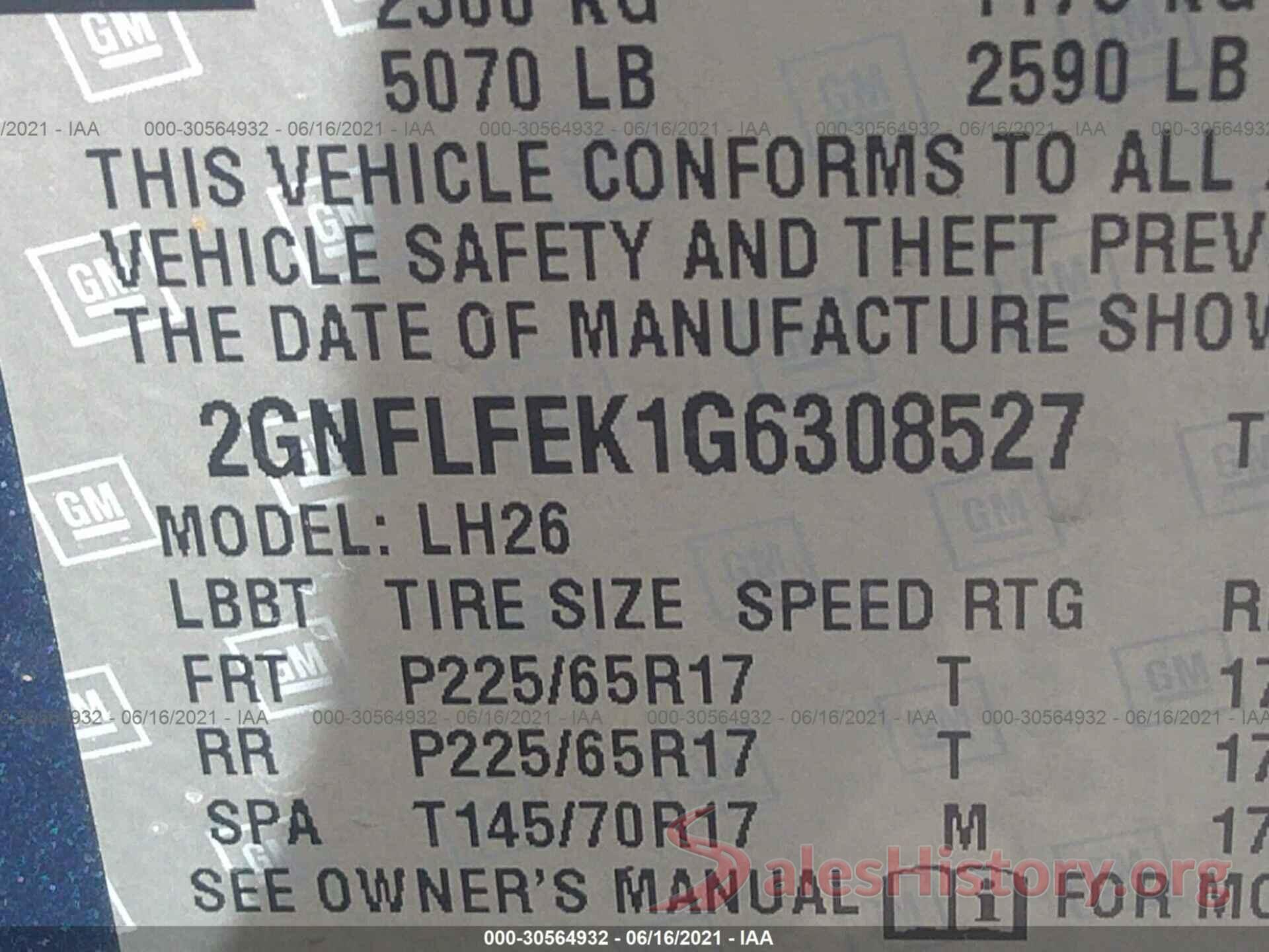 2GNFLFEK1G6308527 2016 CHEVROLET EQUINOX