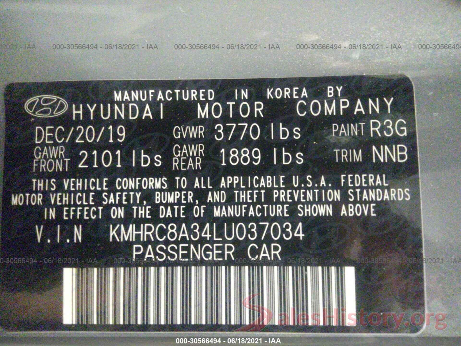 KMHRC8A34LU037034 2020 HYUNDAI VENUE