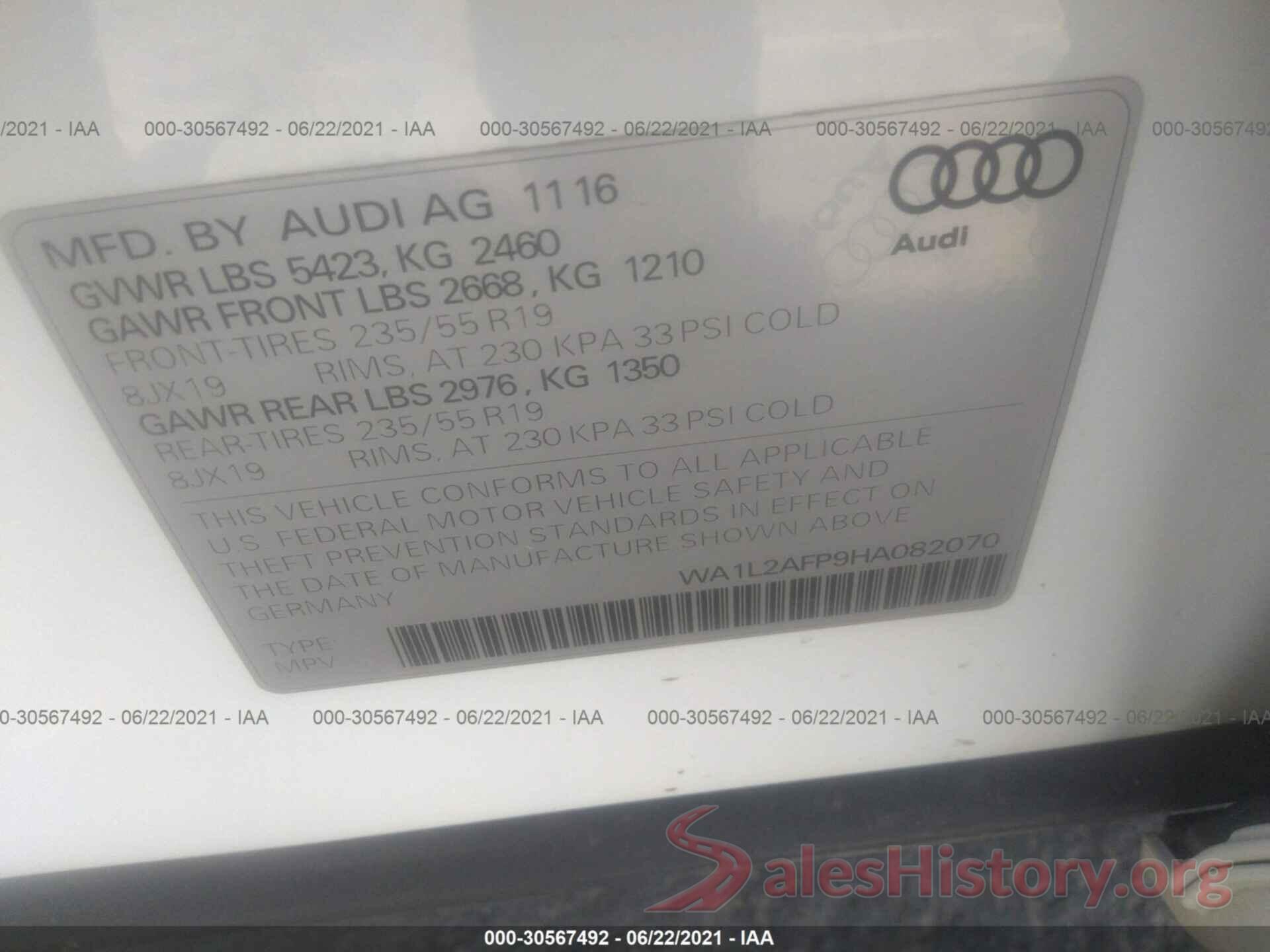 WA1L2AFP9HA082070 2017 AUDI Q5