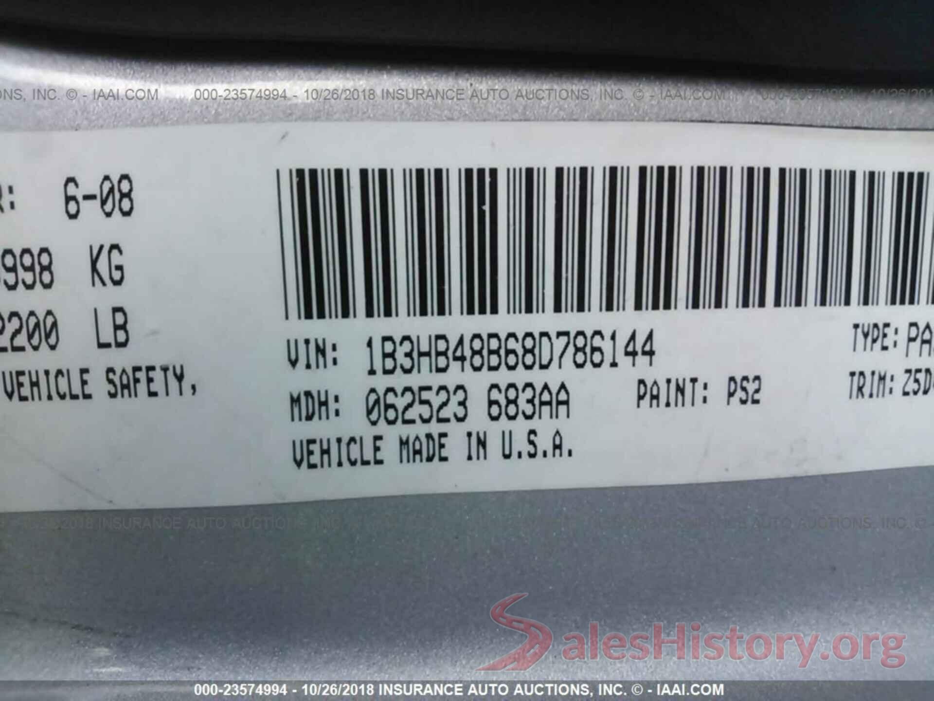 KMHE24L16GA041681 2008 DODGE CALIBER