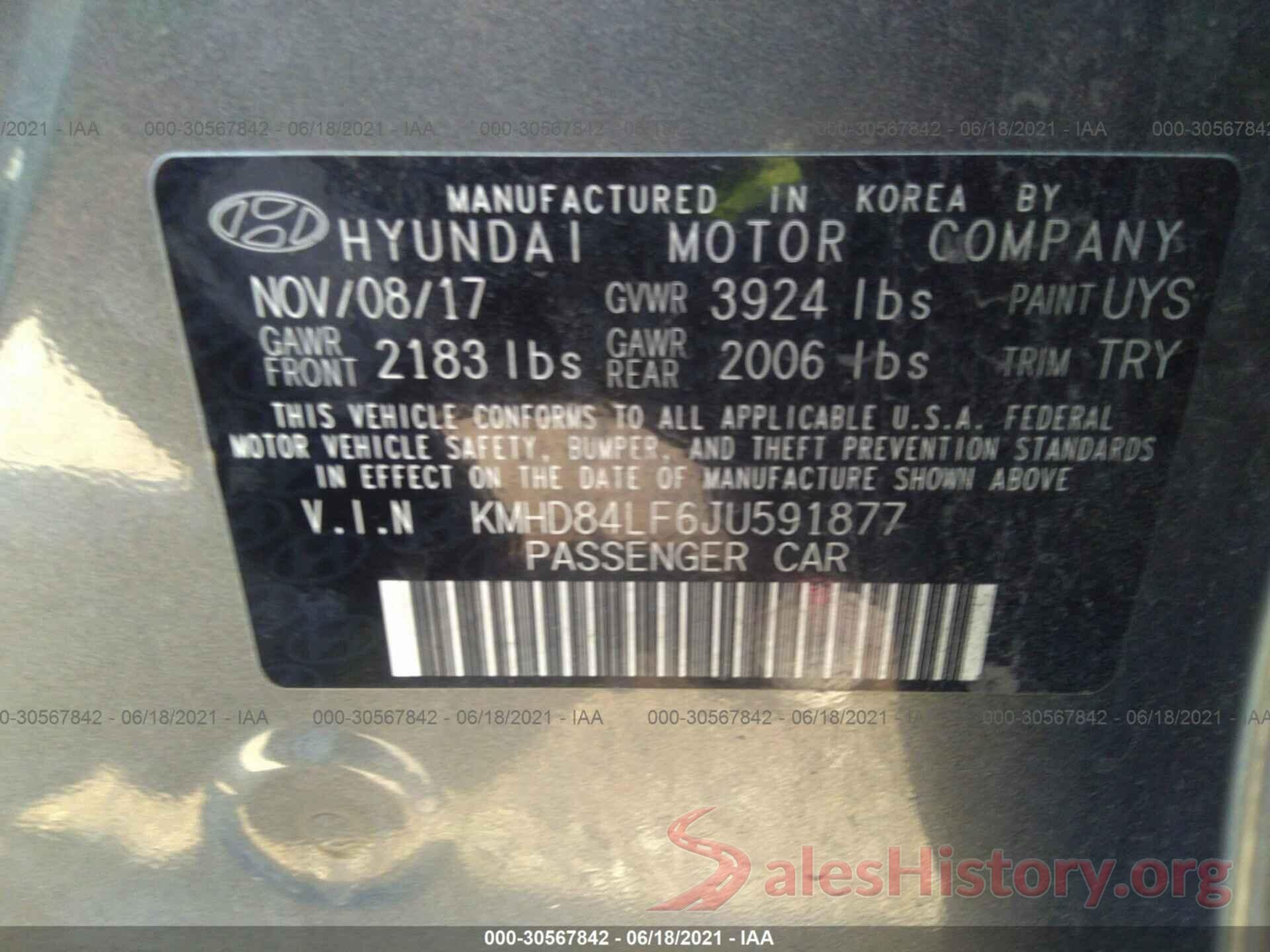 KMHD84LF6JU591877 2018 HYUNDAI ELANTRA