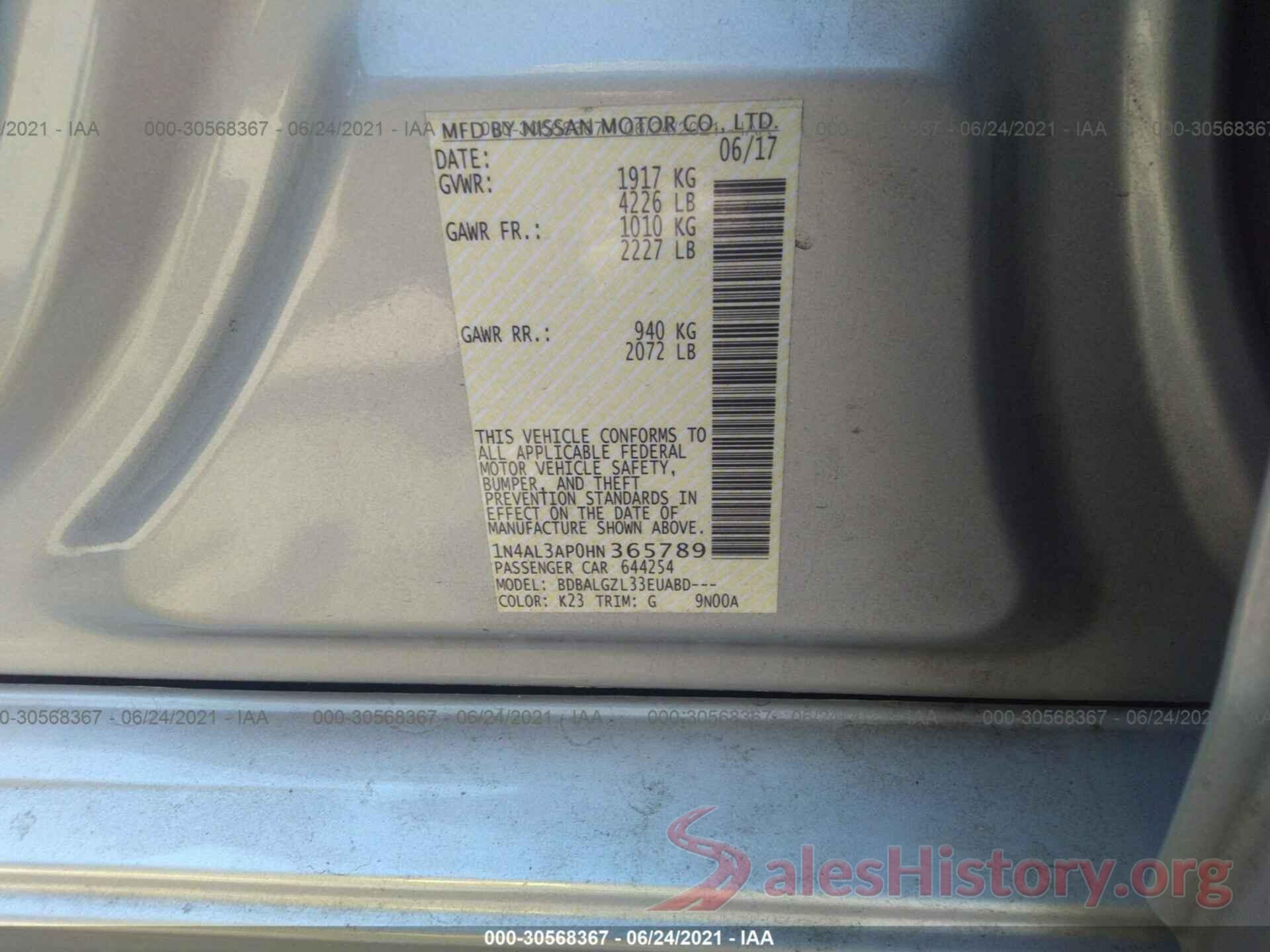 1N4AL3AP0HN365789 2017 NISSAN ALTIMA