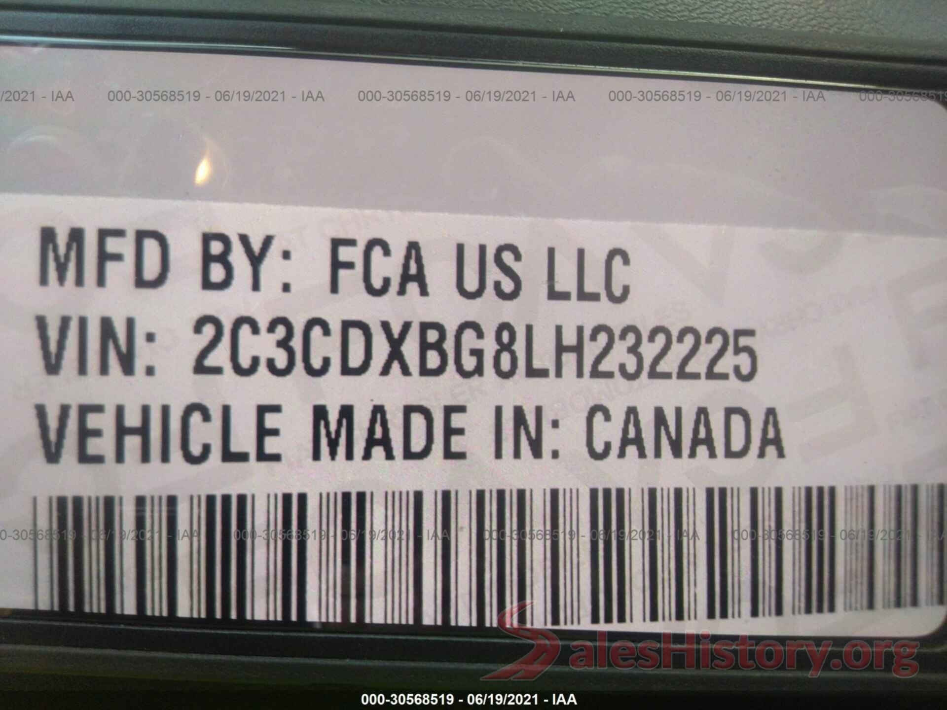 2C3CDXBG8LH232225 2020 DODGE CHARGER