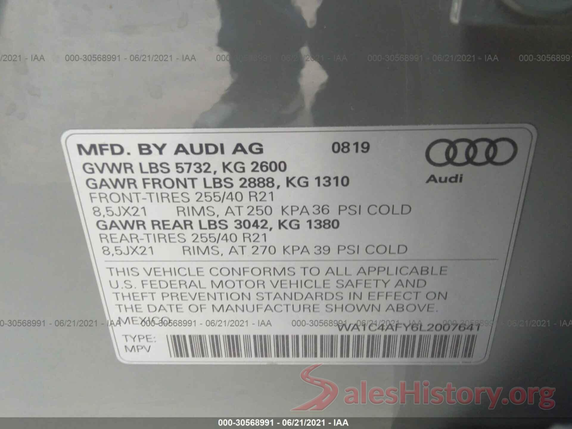 WA1C4AFY6L2007641 2020 AUDI SQ5