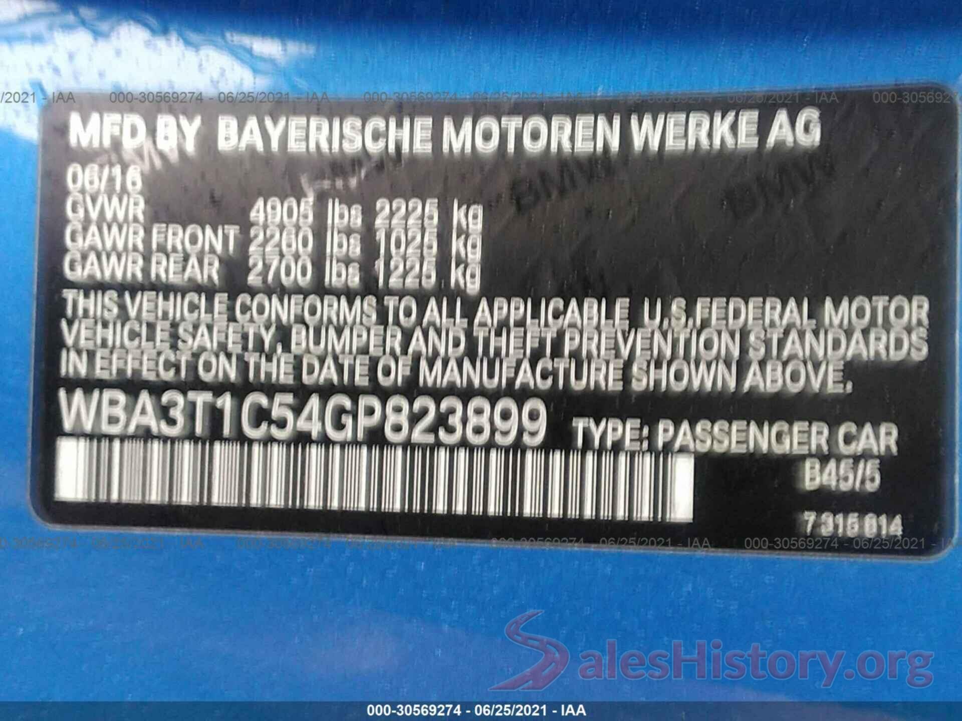 WBA3T1C54GP823899 2016 BMW 4 SERIES