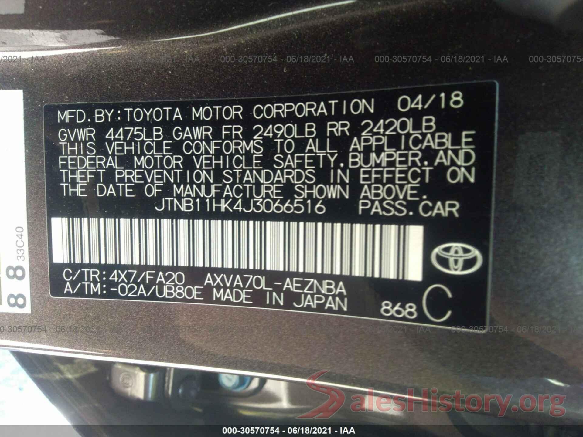 JTNB11HK4J3066516 2018 TOYOTA CAMRY