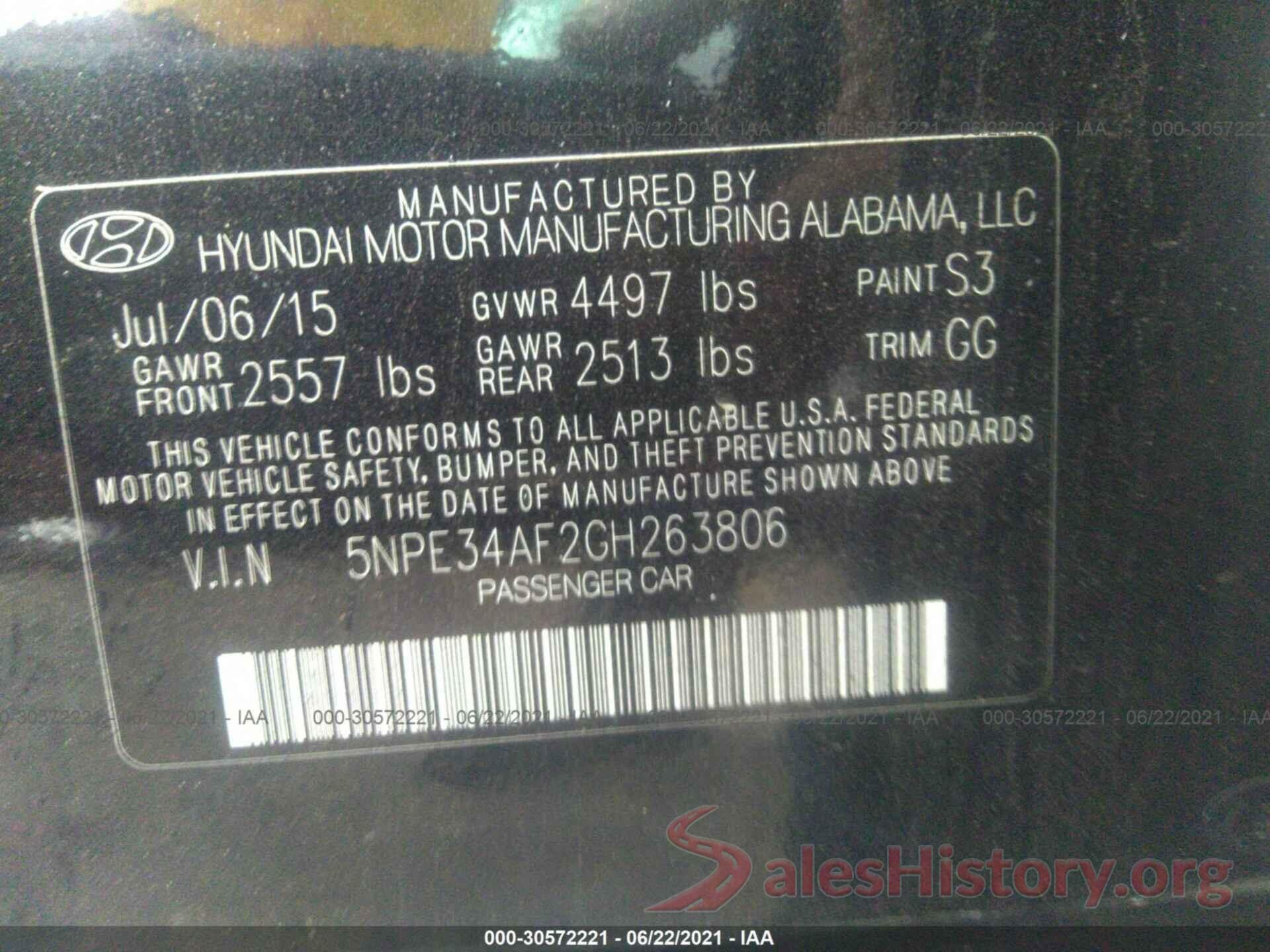 5NPE34AF2GH263806 2016 HYUNDAI SONATA