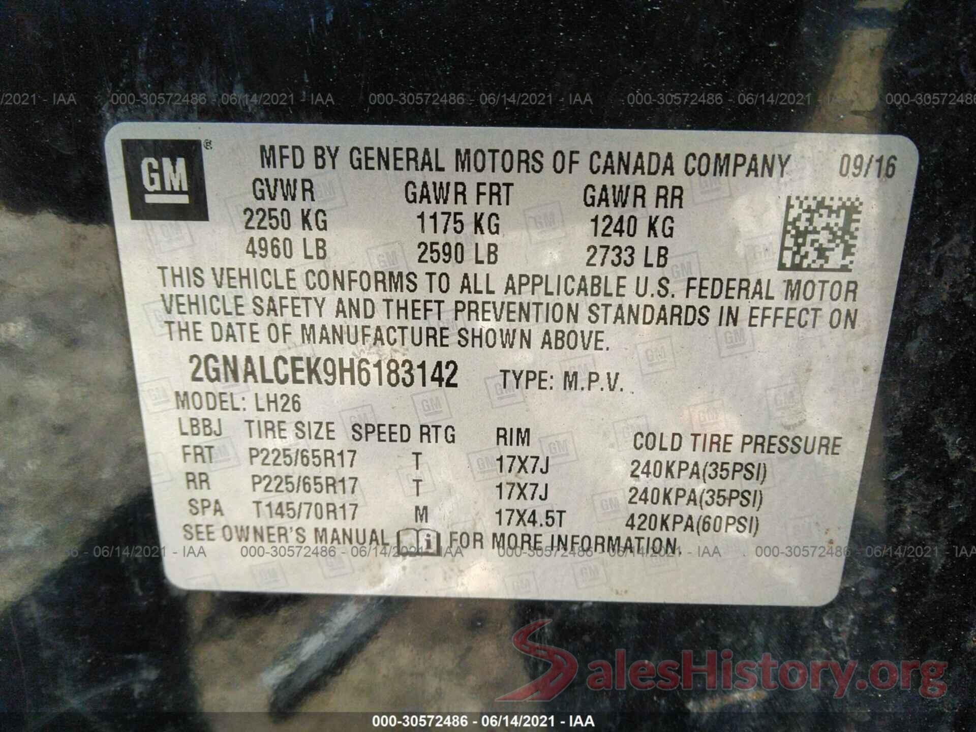 2GNALCEK9H6183142 2017 CHEVROLET EQUINOX