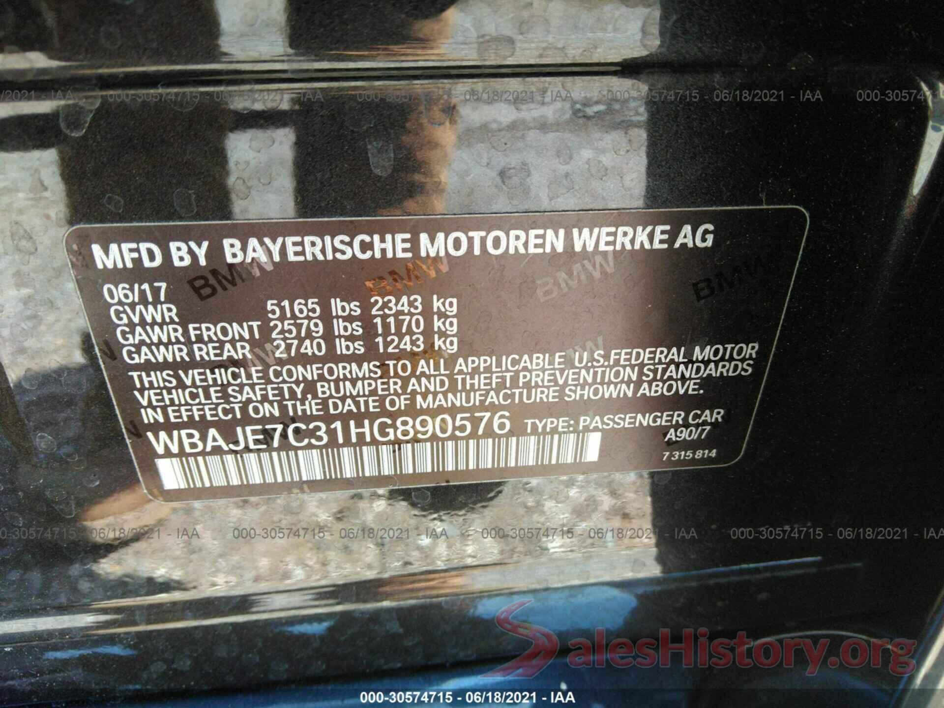 WBAJE7C31HG890576 2017 BMW 5 SERIES